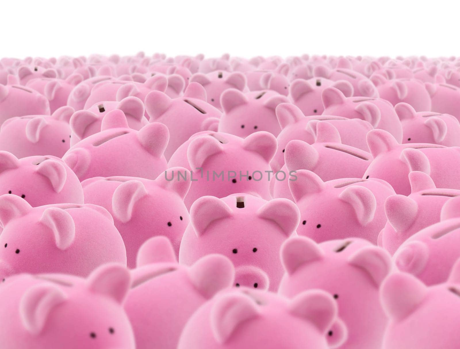 Large group of pink piggy banks