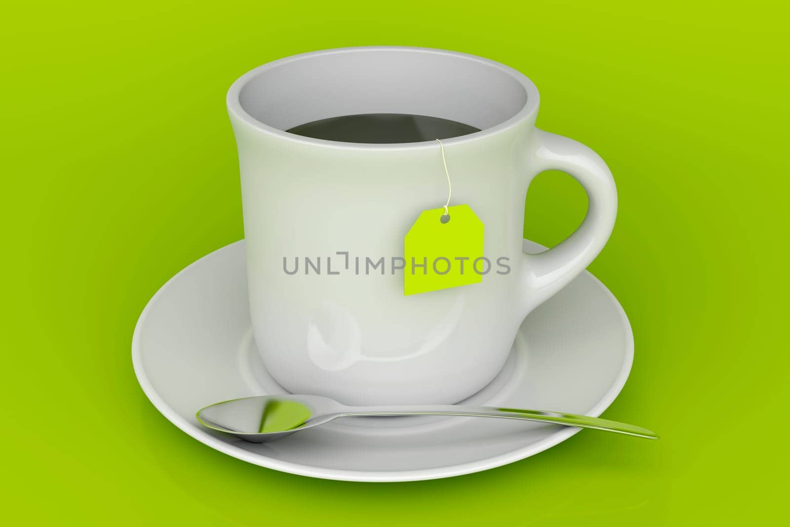 Tea cup on green background