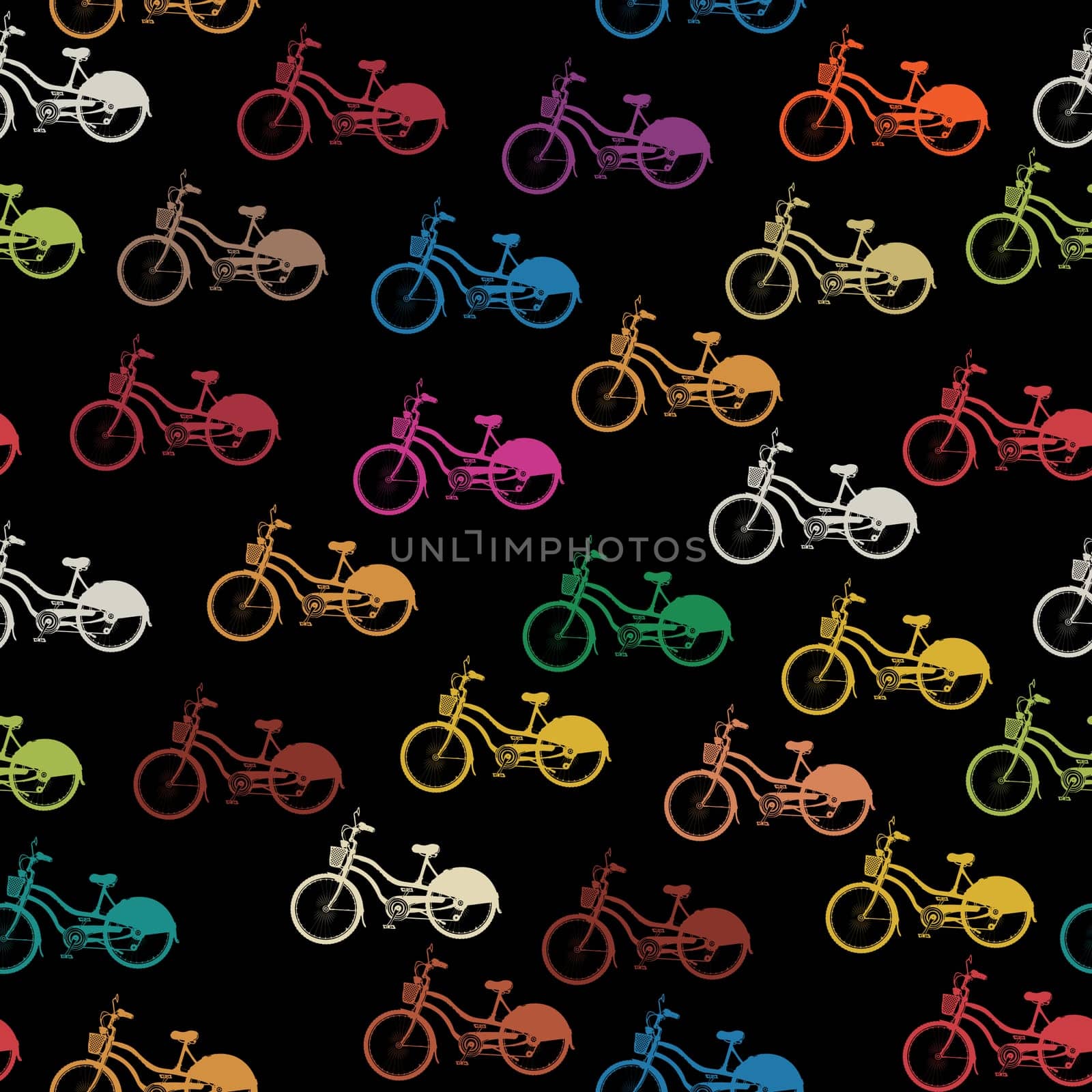 Seamless background pattern with colored bicycles