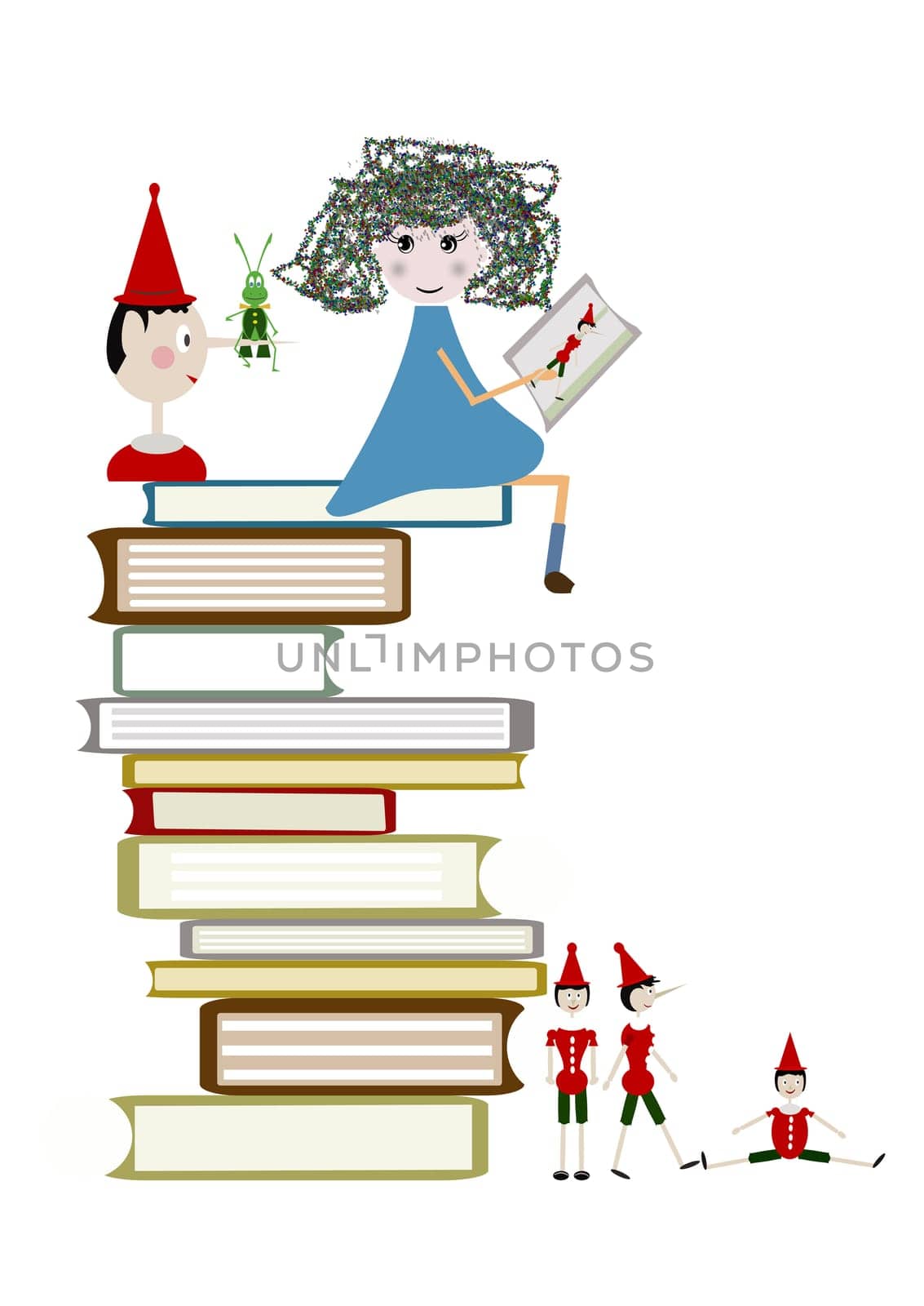 child reads a book