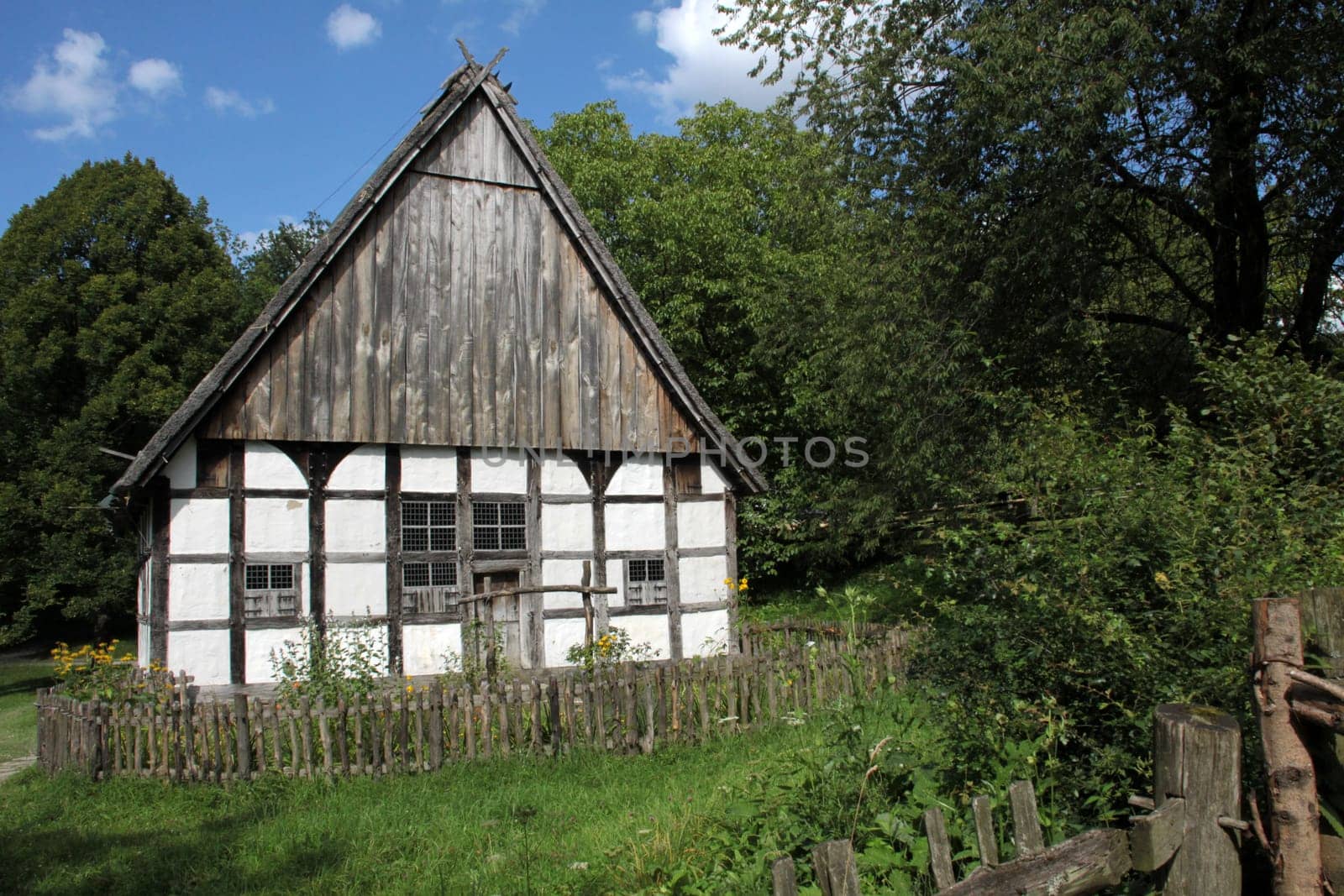 Half-timbered house with cottage garden