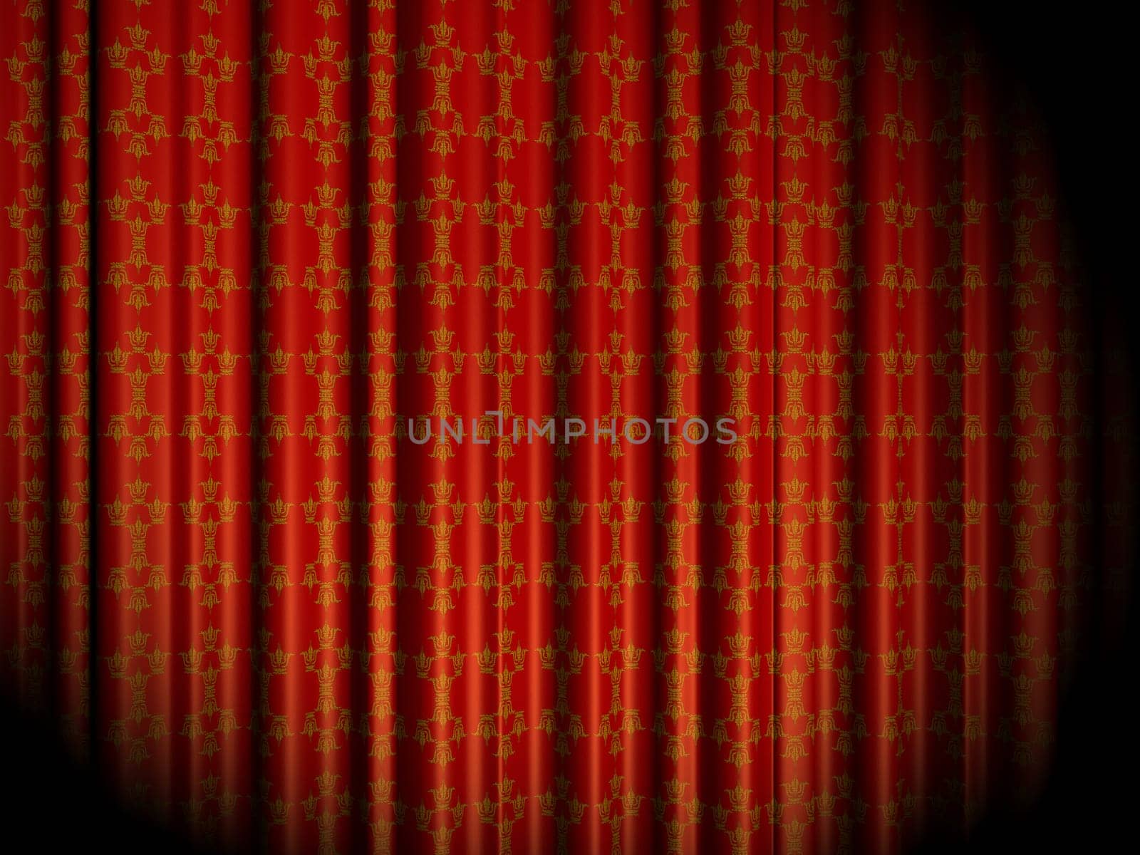 Illustration of a stage curtain with a spotlight