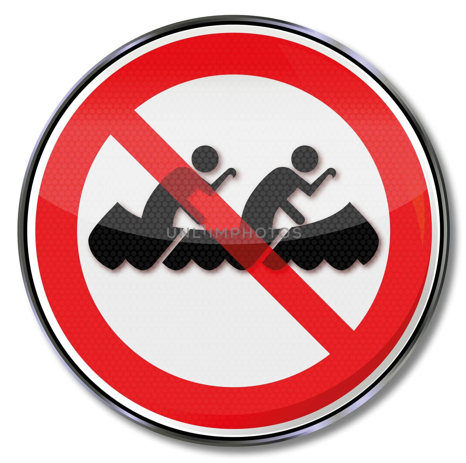 Prohibition sign,canoe,boat and water sports
