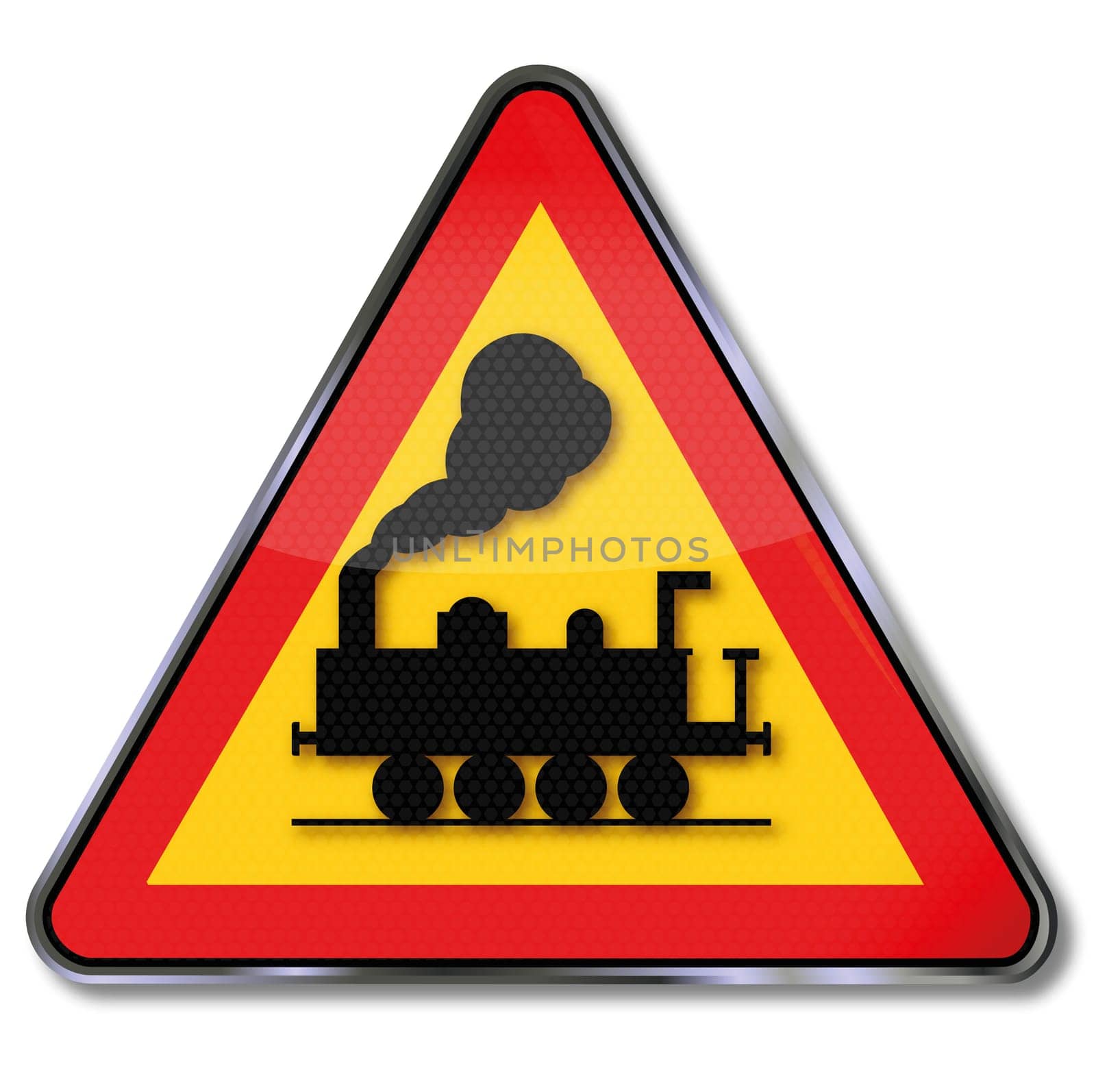 Traffic sign railway and level crossing