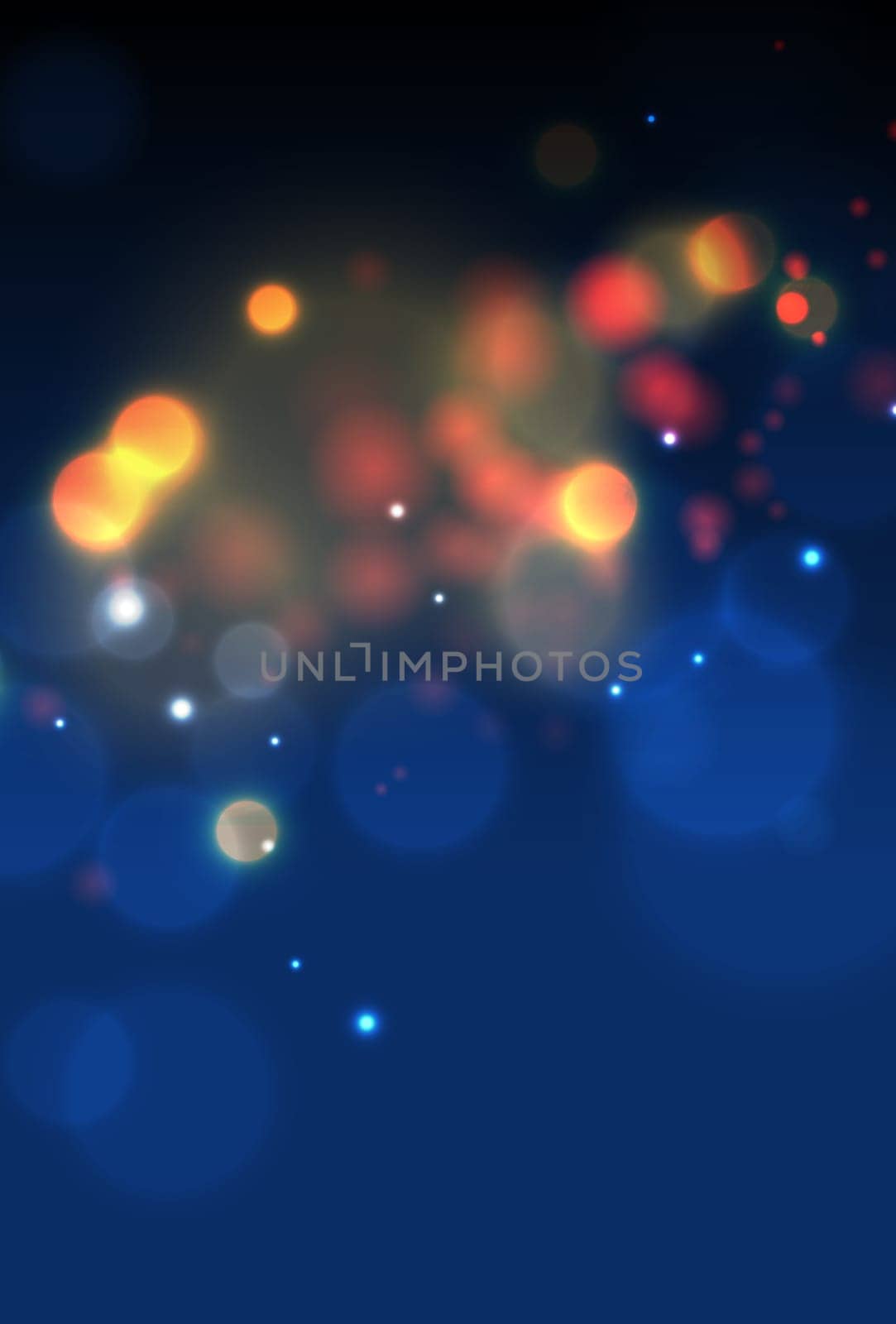 Abstract blue bokeh background with defocused circles and glitter. Decoration element for Christmas and New Year holidays, greeting cards, web banners, posters - illustration