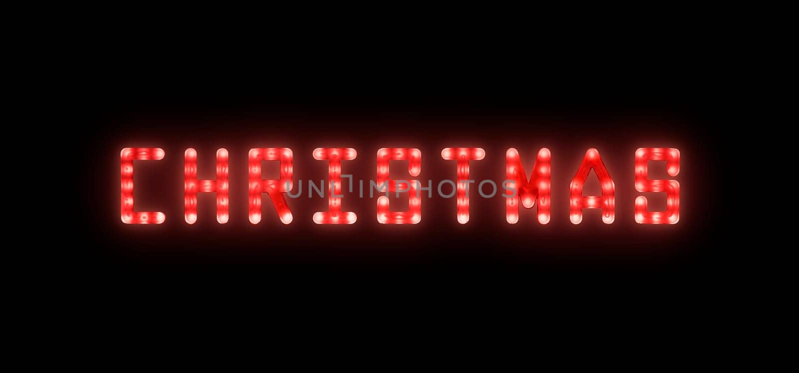 Red neon glowing led CHRISTMAS sign on black by BreakingTheWalls