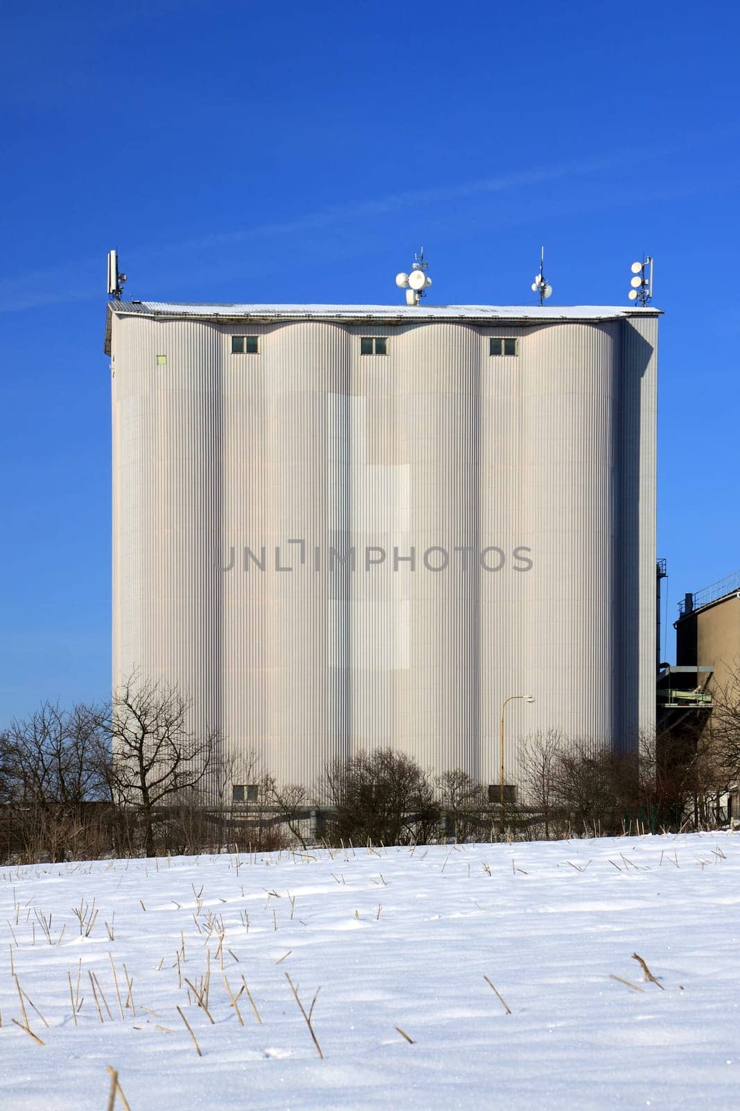 Czech Republic - agriculture silo on grain in winter
