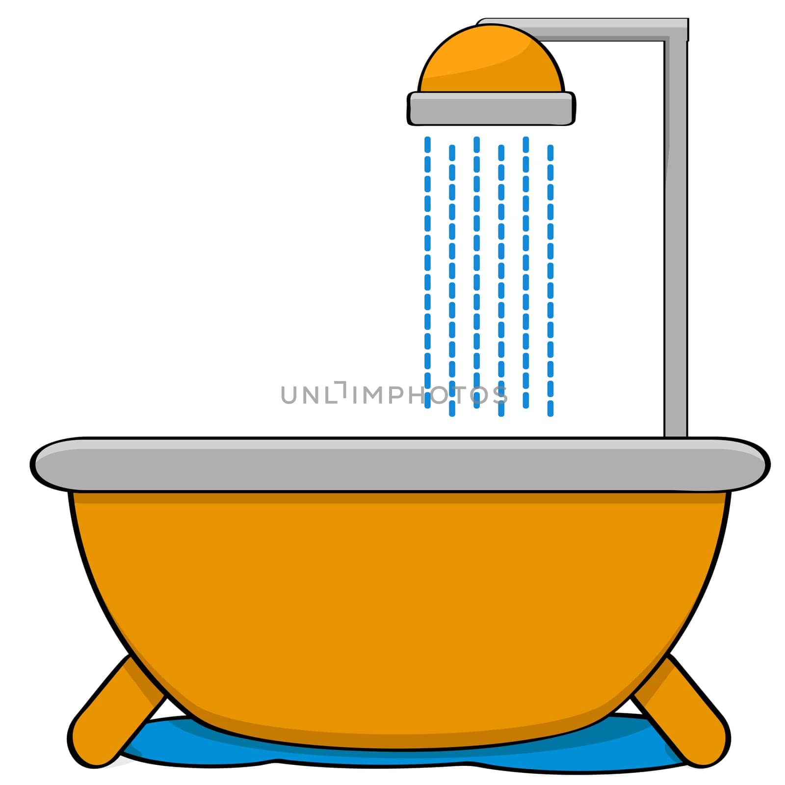 Cartoon illustration showing a bathtub with a shower head