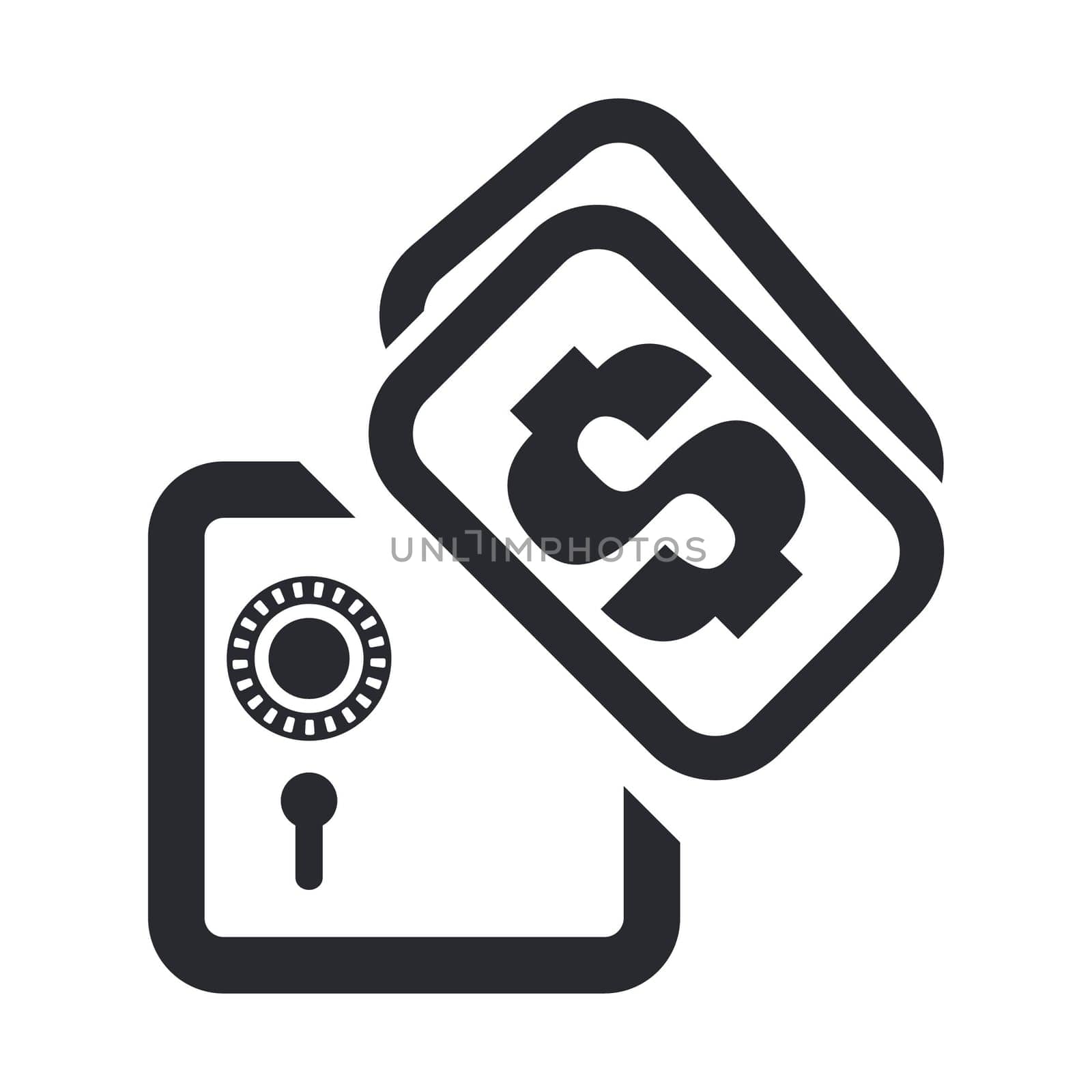 Vector illustration of  bank safety box single isolated icon