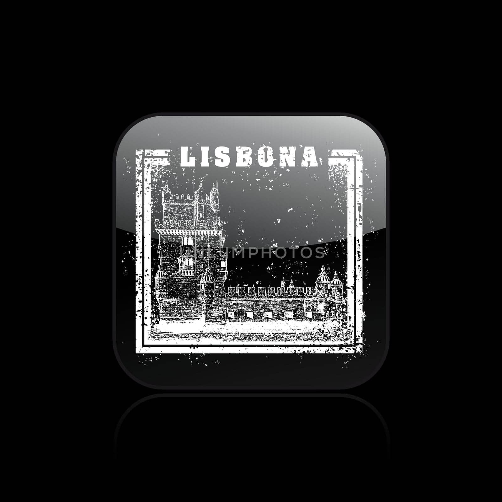 Vector illustration of single grunge isolated lisbon icon