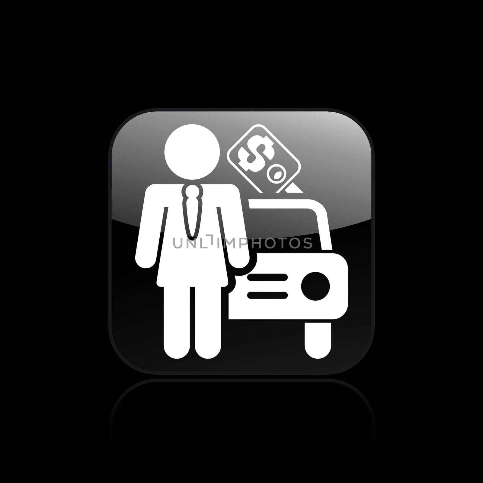 Vector illustration of single isolated girl car seller icon