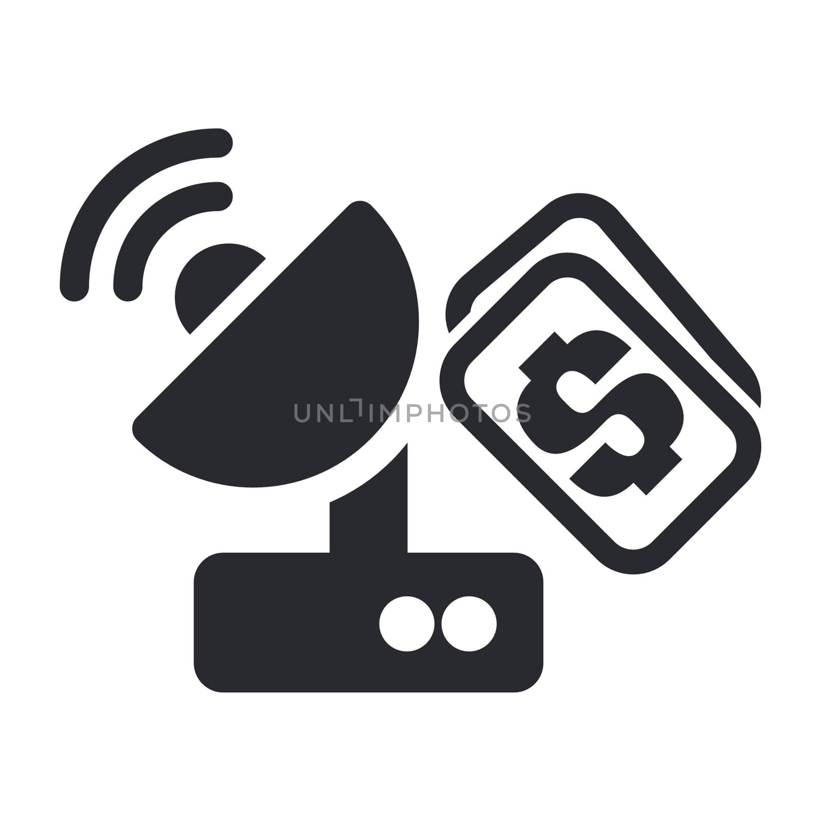 Vector illustration of single isolated satellite price icon