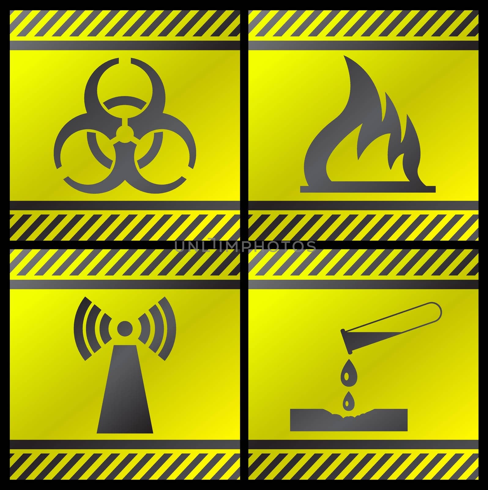 Vector illustration of single isolated danger industry icons