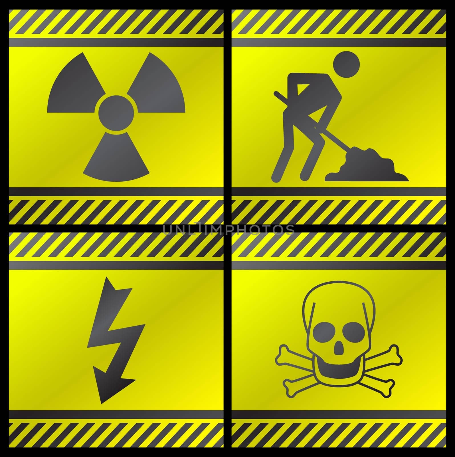 Vector illustration of single isolated danger industry icons