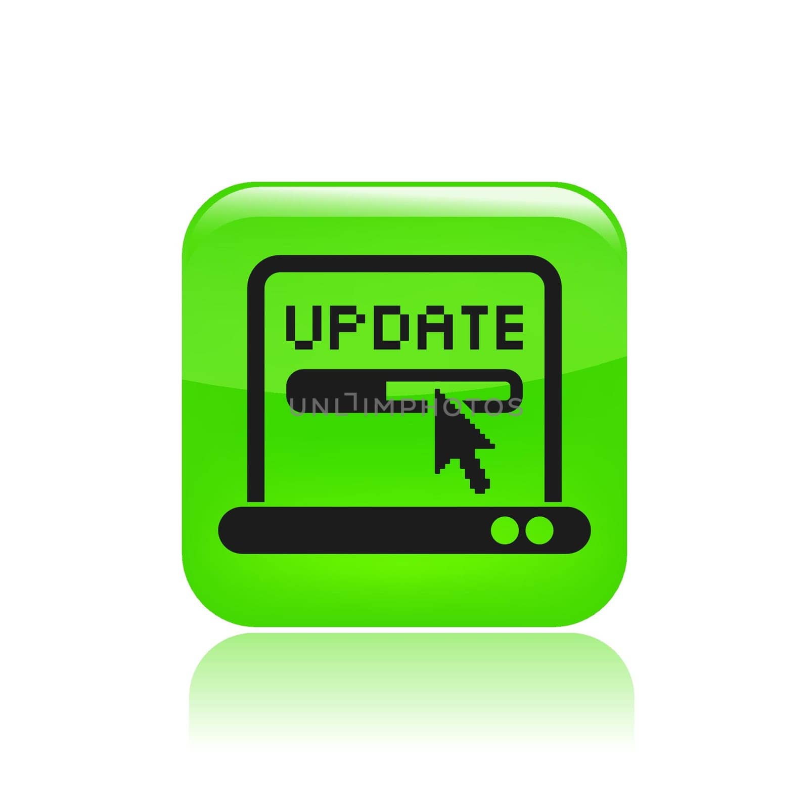 Vector illustration of single isolated update pc icon