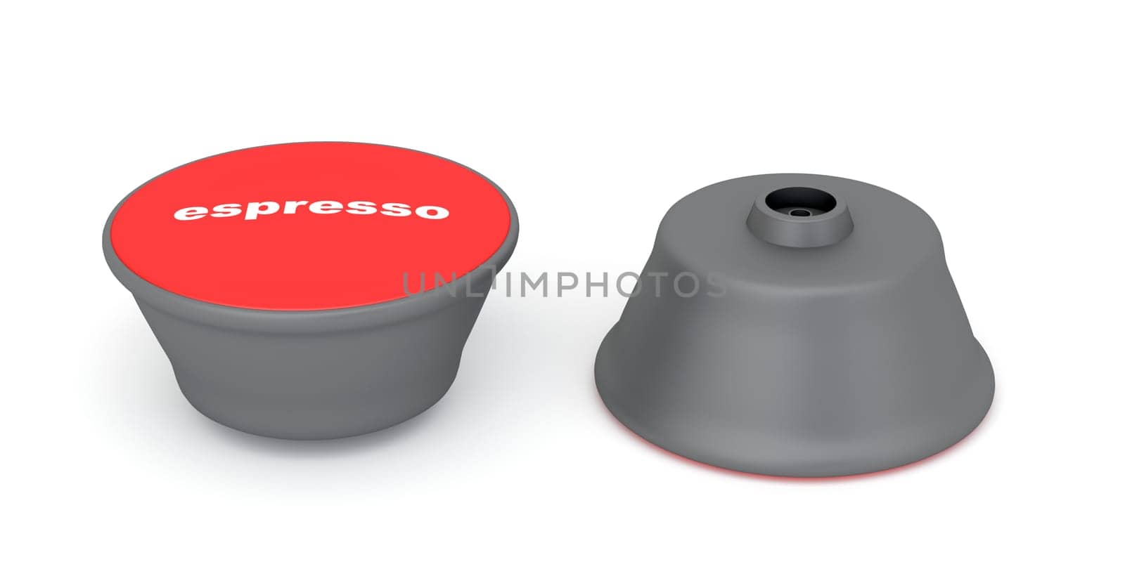 Espresso coffee capsules on white background