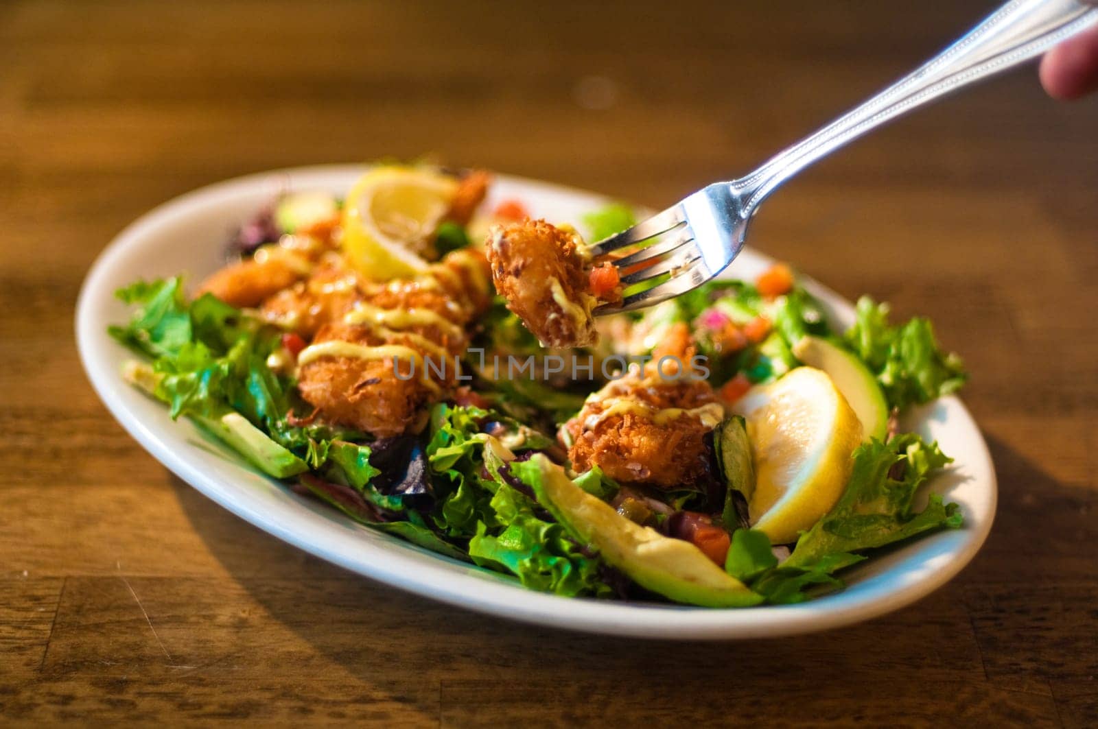 Avocado chicken salad served on a plate