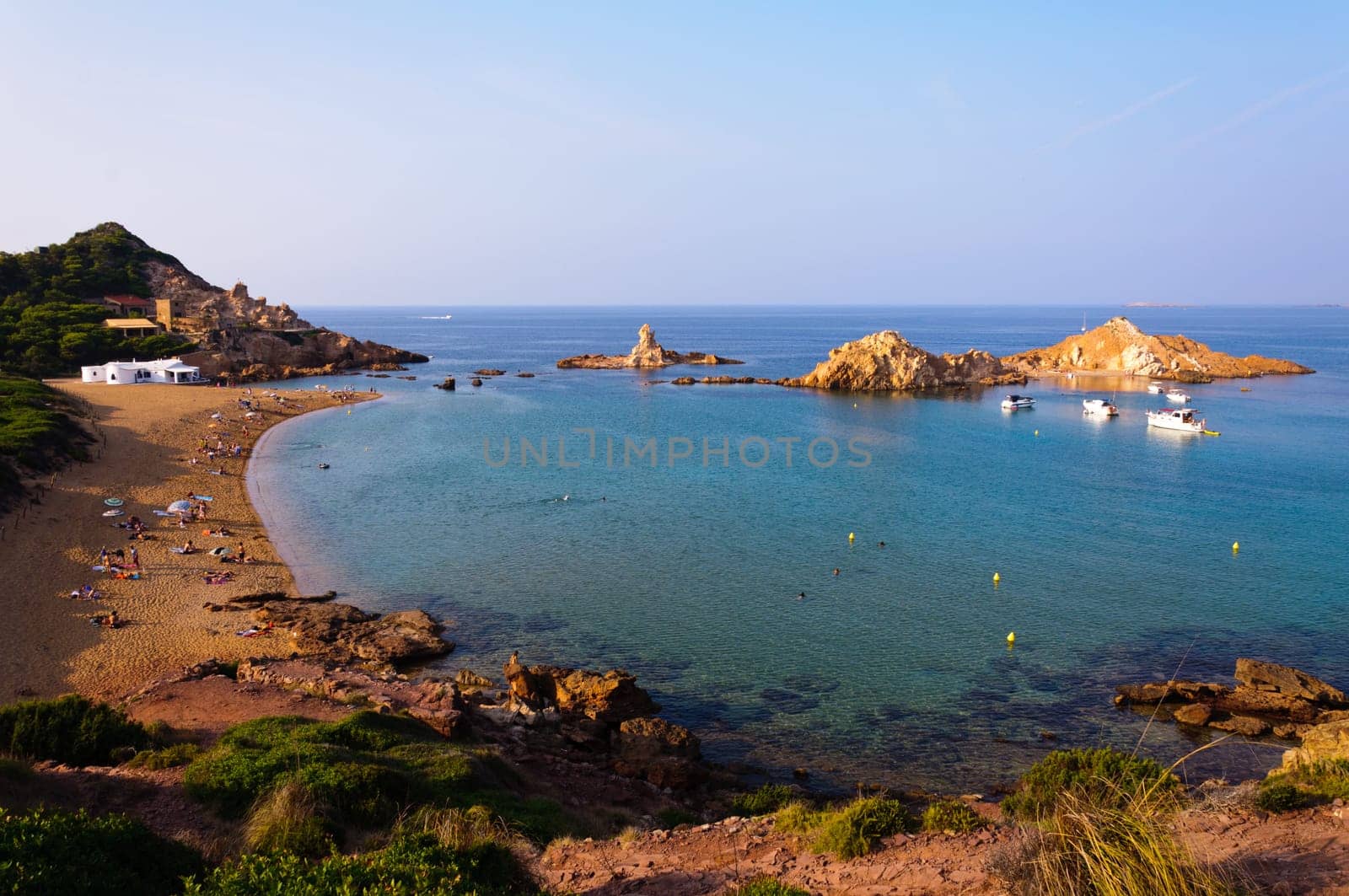 View of Cala Pregonda  beach in Menorca, Balearic Islands, Spain