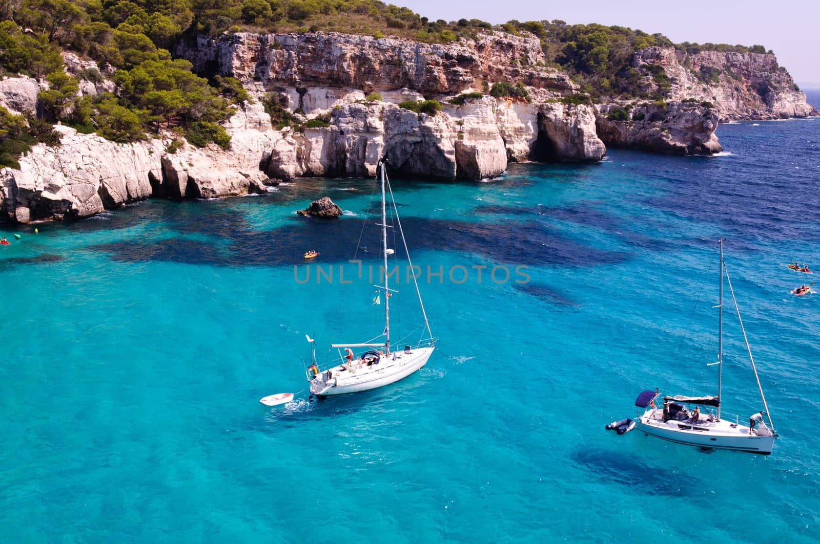View of Cala Macarella  beach in Menorca, Balearic Islands, Spain
