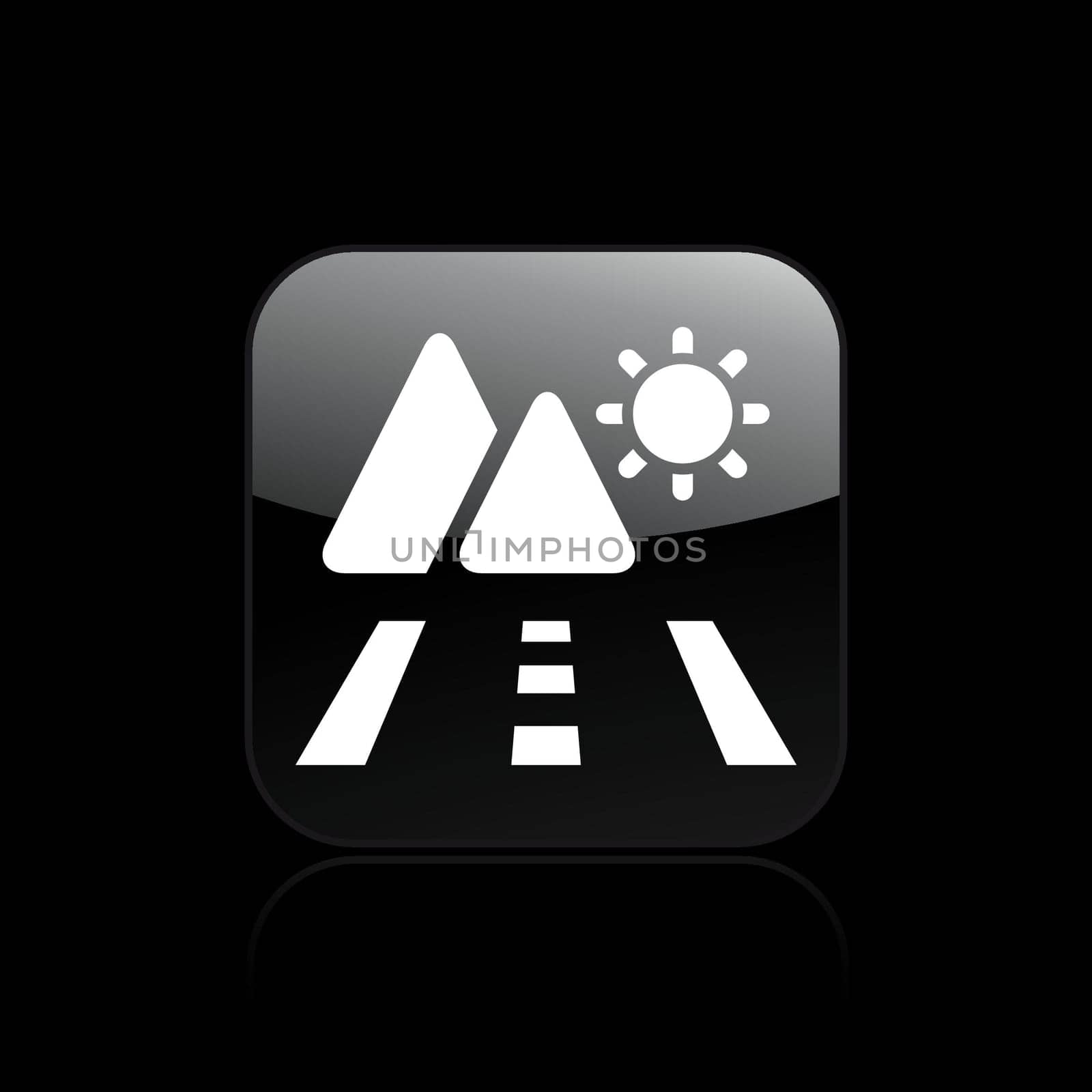 Vector illustration of single isolated mountain road icon