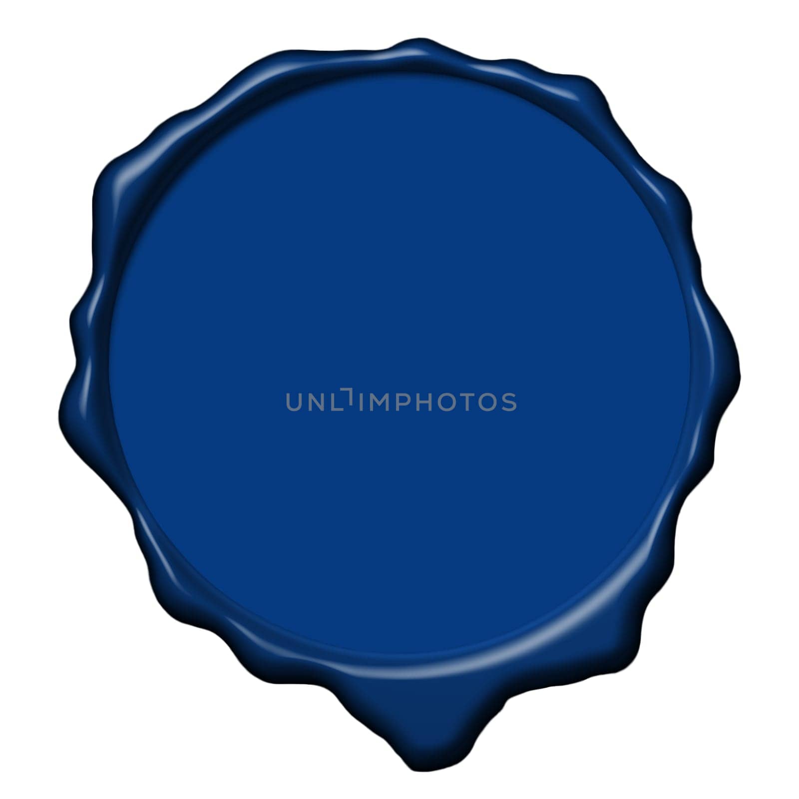 Empty blue wax seal used to sign and close the royal letters