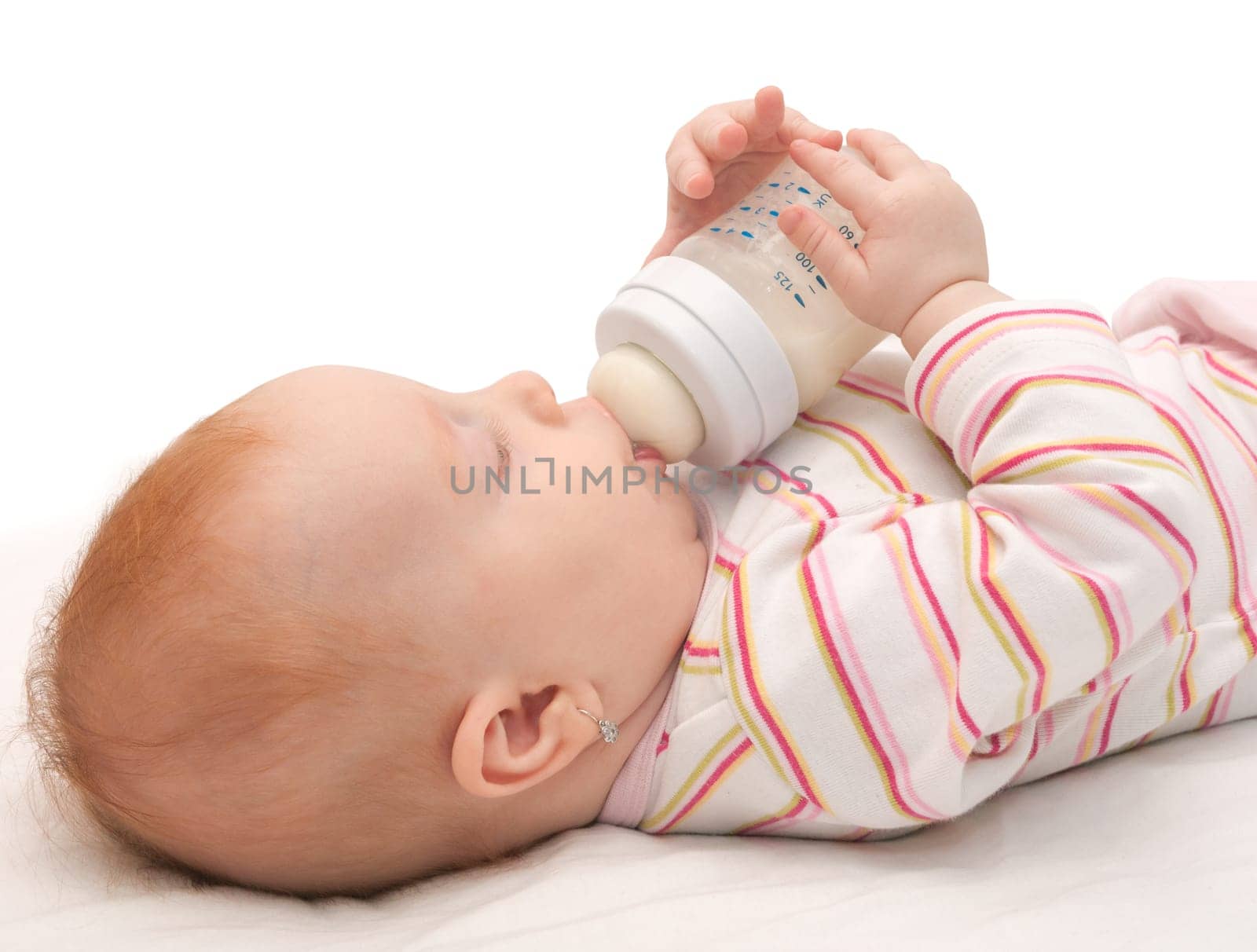 Baby Girl Drinking Milk from Bottle