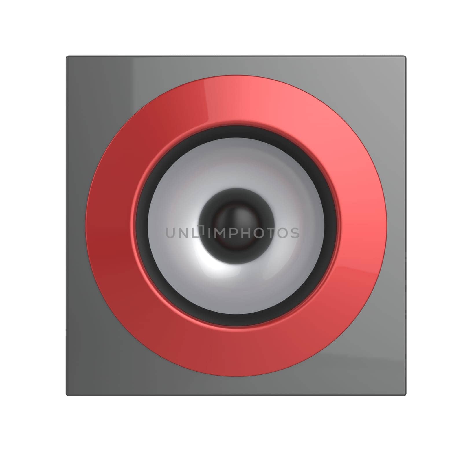 Front view of audio speaker isolated on white background