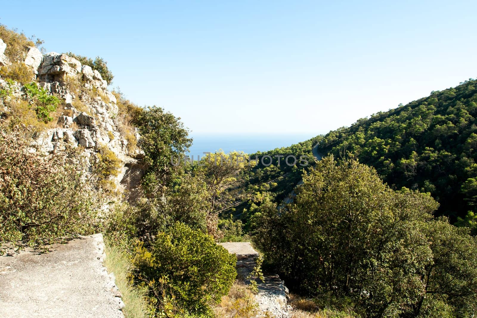 rocky scrubby landscape from vis island (croatia)