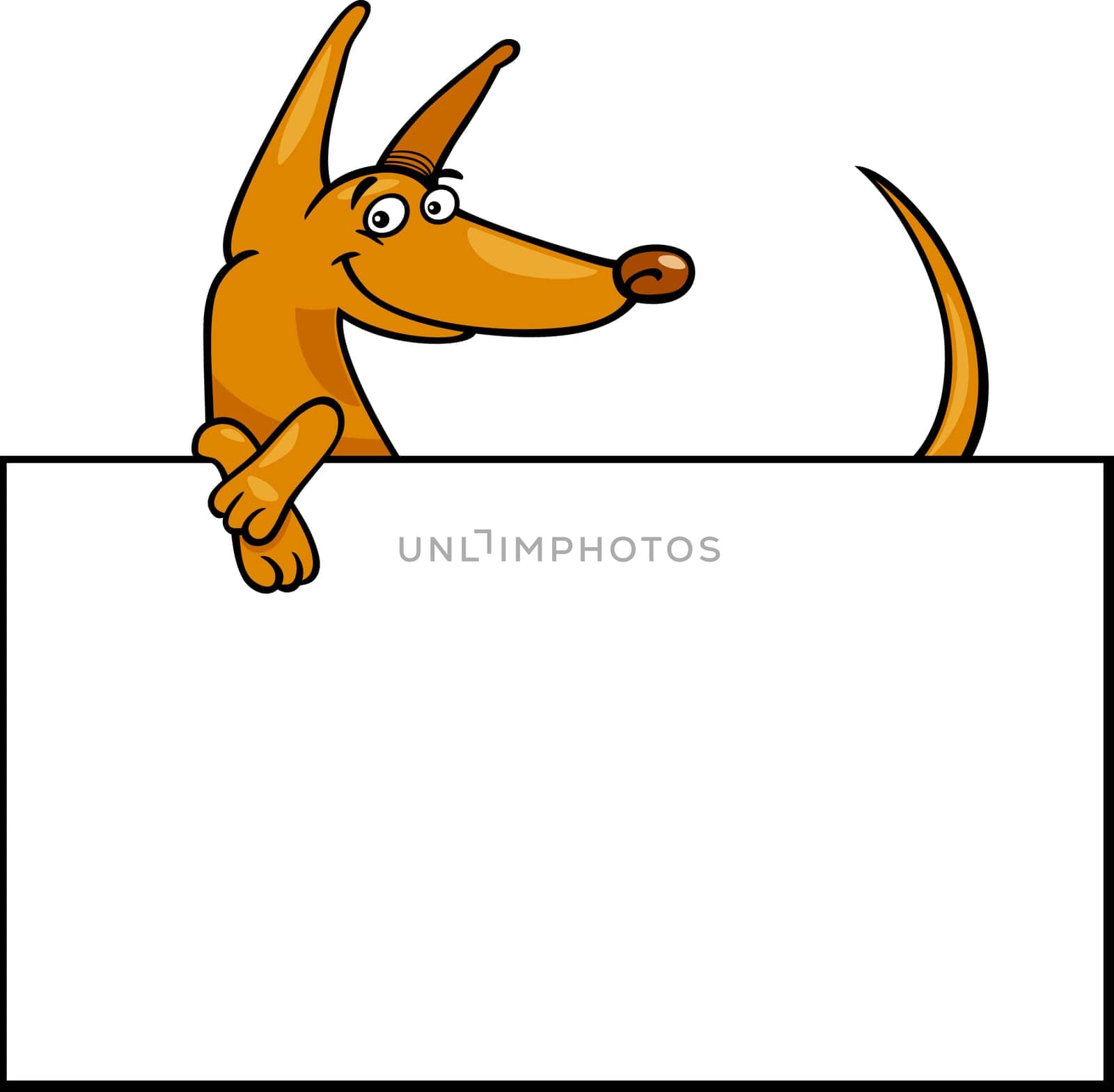 Cartoon Illustration of Funny Dog with White Card or Board Greeting or Business Card Design