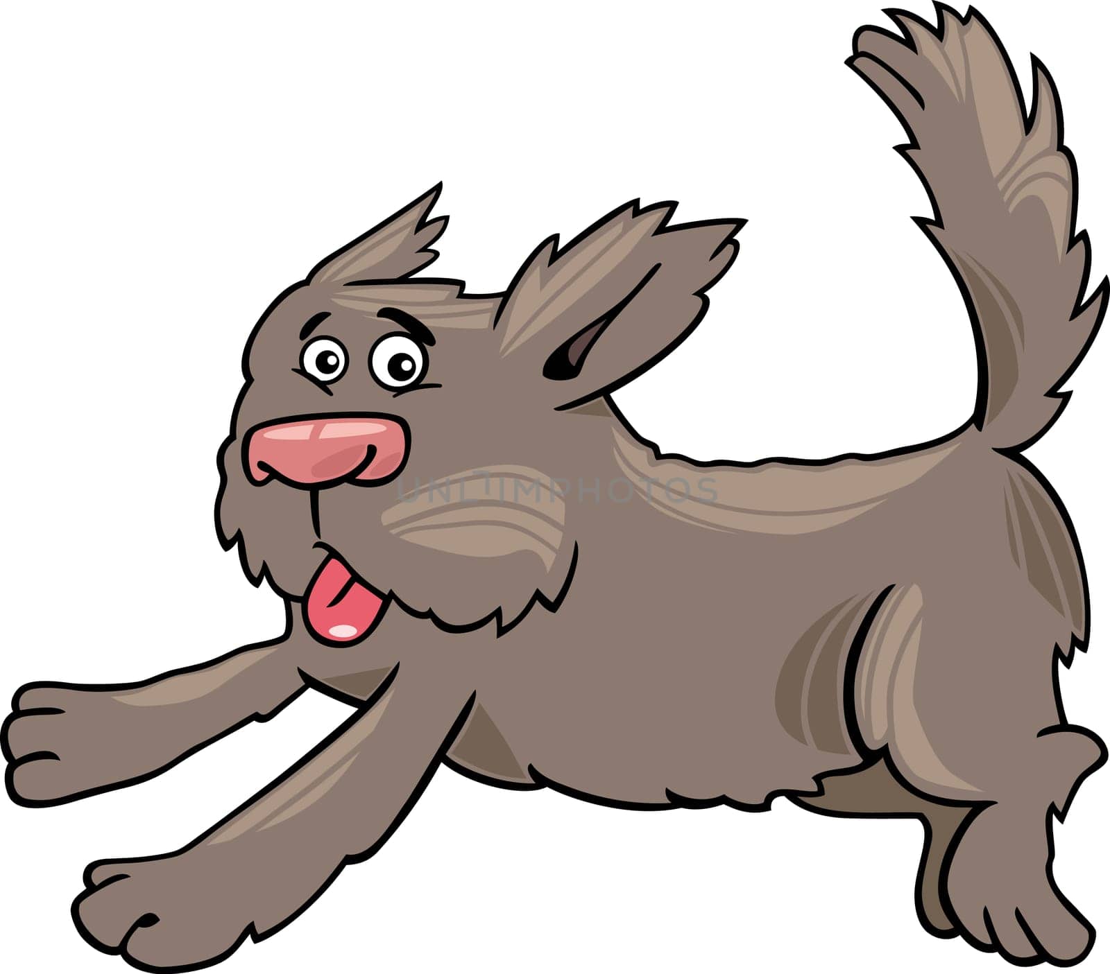Cartoon Illustration of Funny Running Shaggy Dog