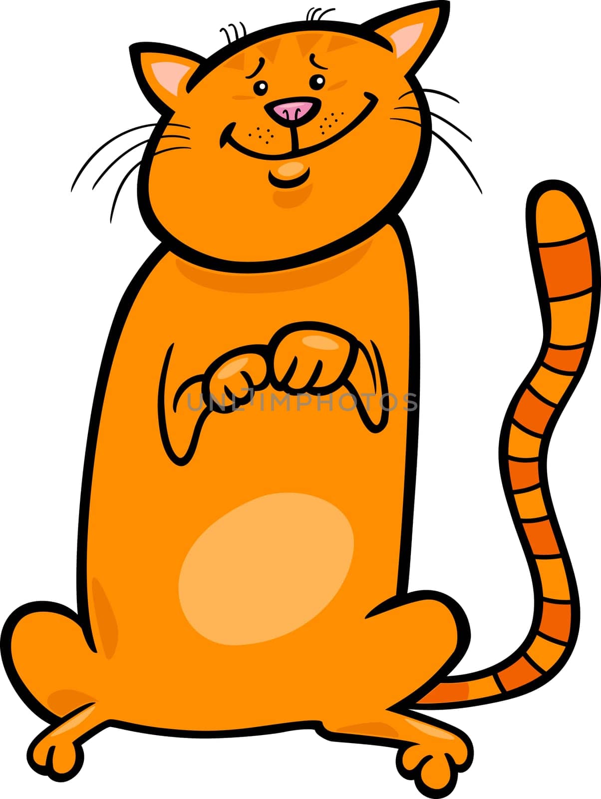 Cartoon Illustration of Cute Sitting Red Cat