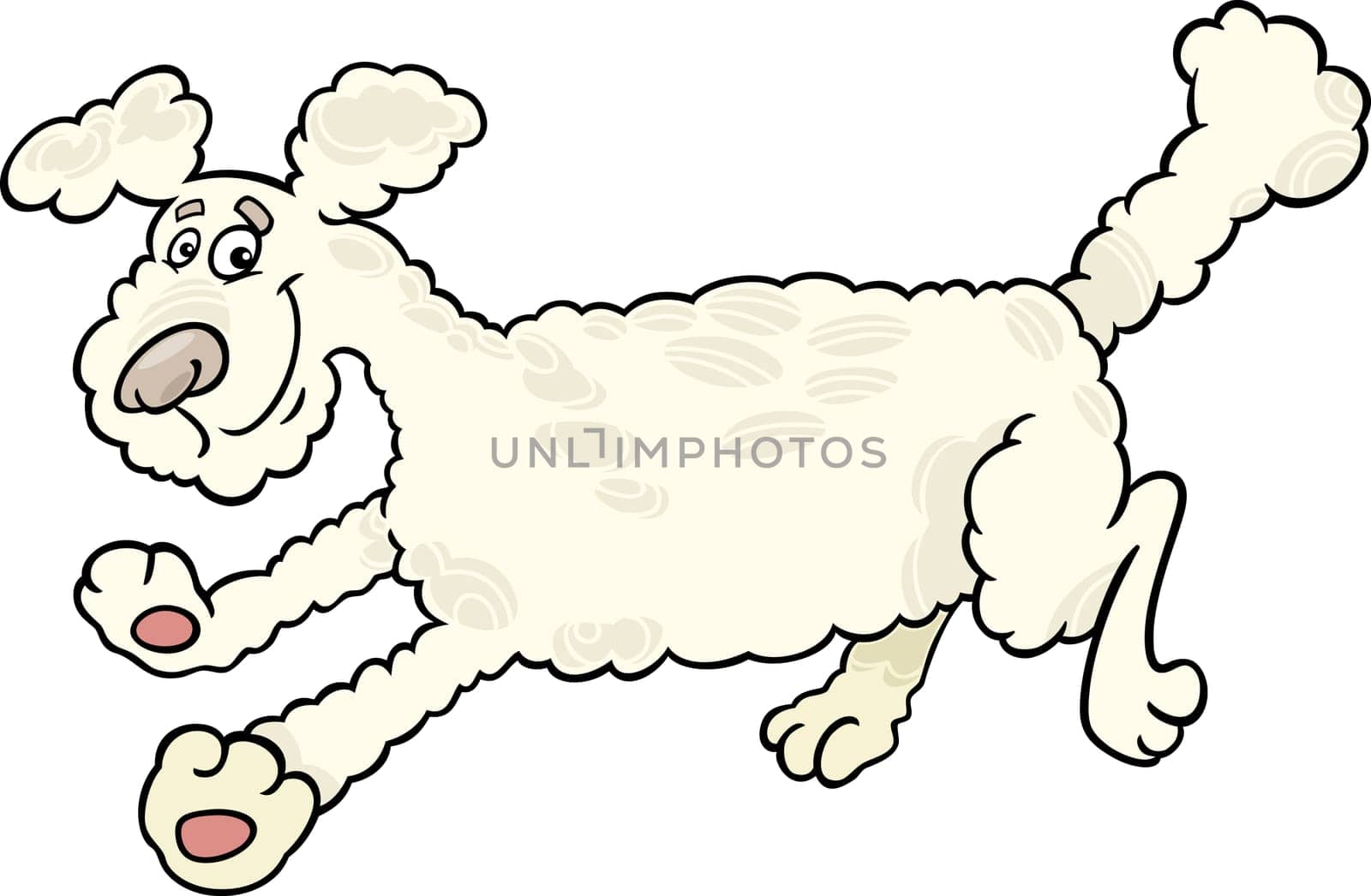 Cartoon Illustration of Cute Running Poodle Dog
