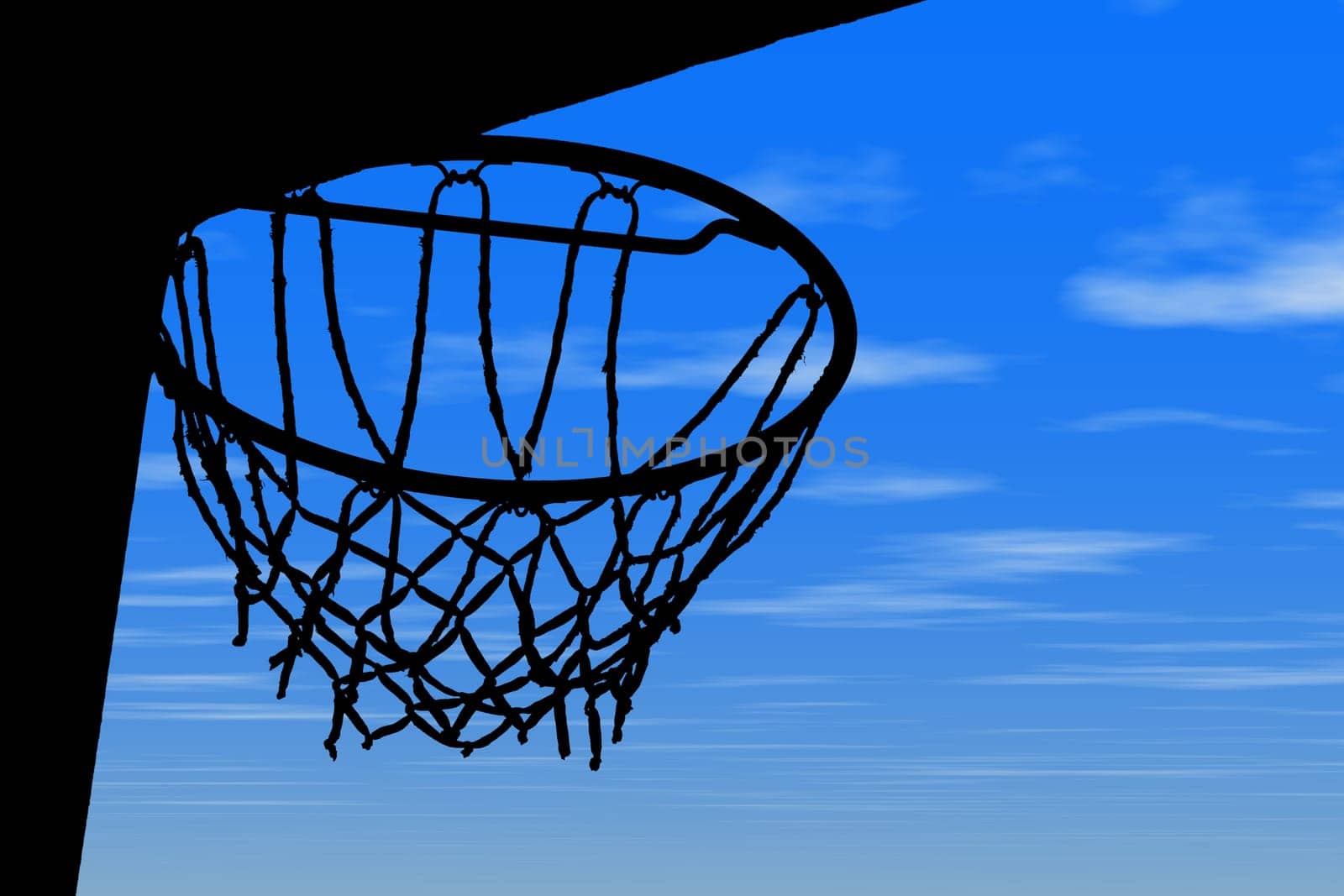 Basketball sport basket black silhouette against blue sky