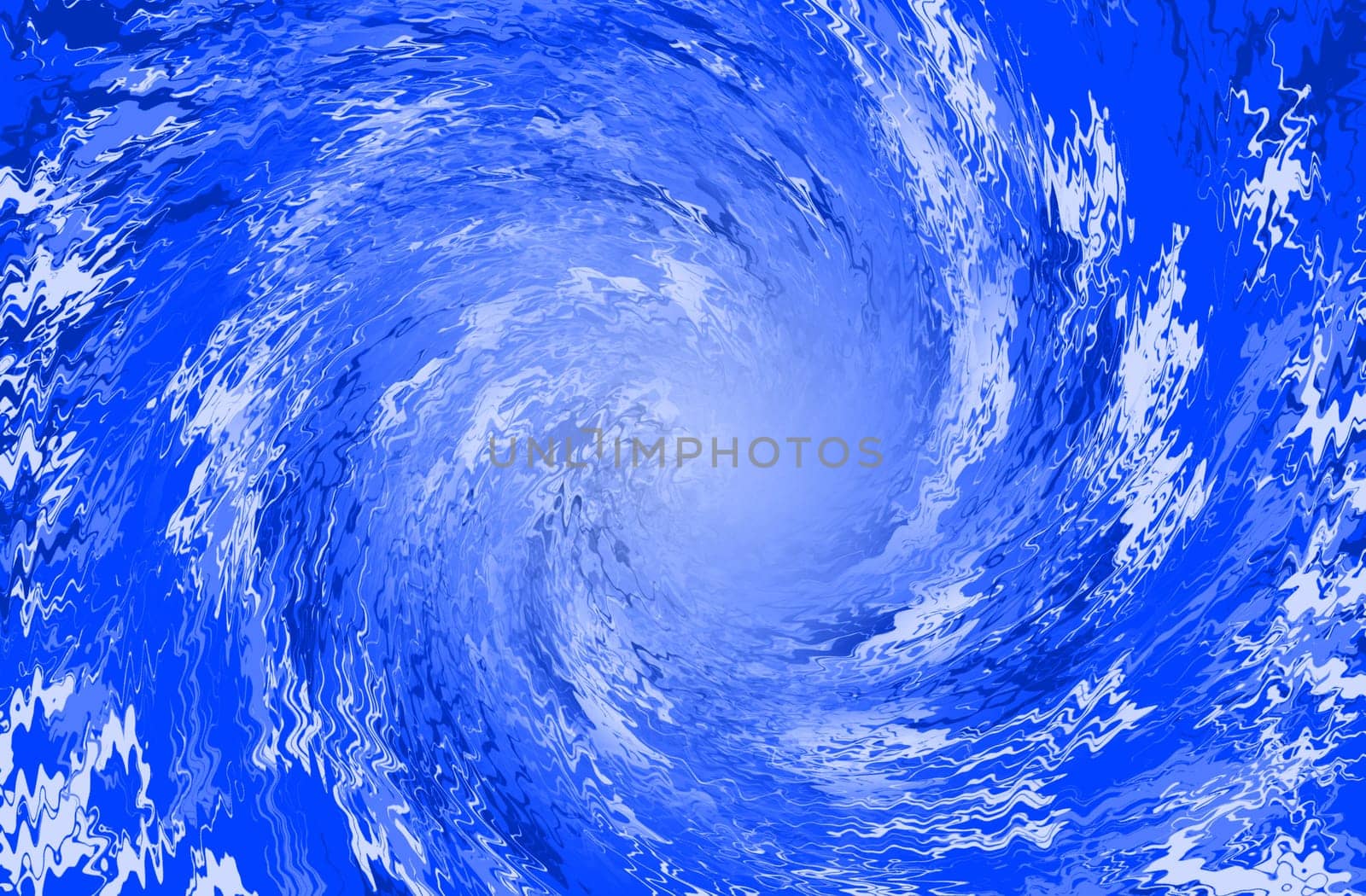 Blue abstract spiral of colours and shapes converging to the center. A symbol of caos or immense movement