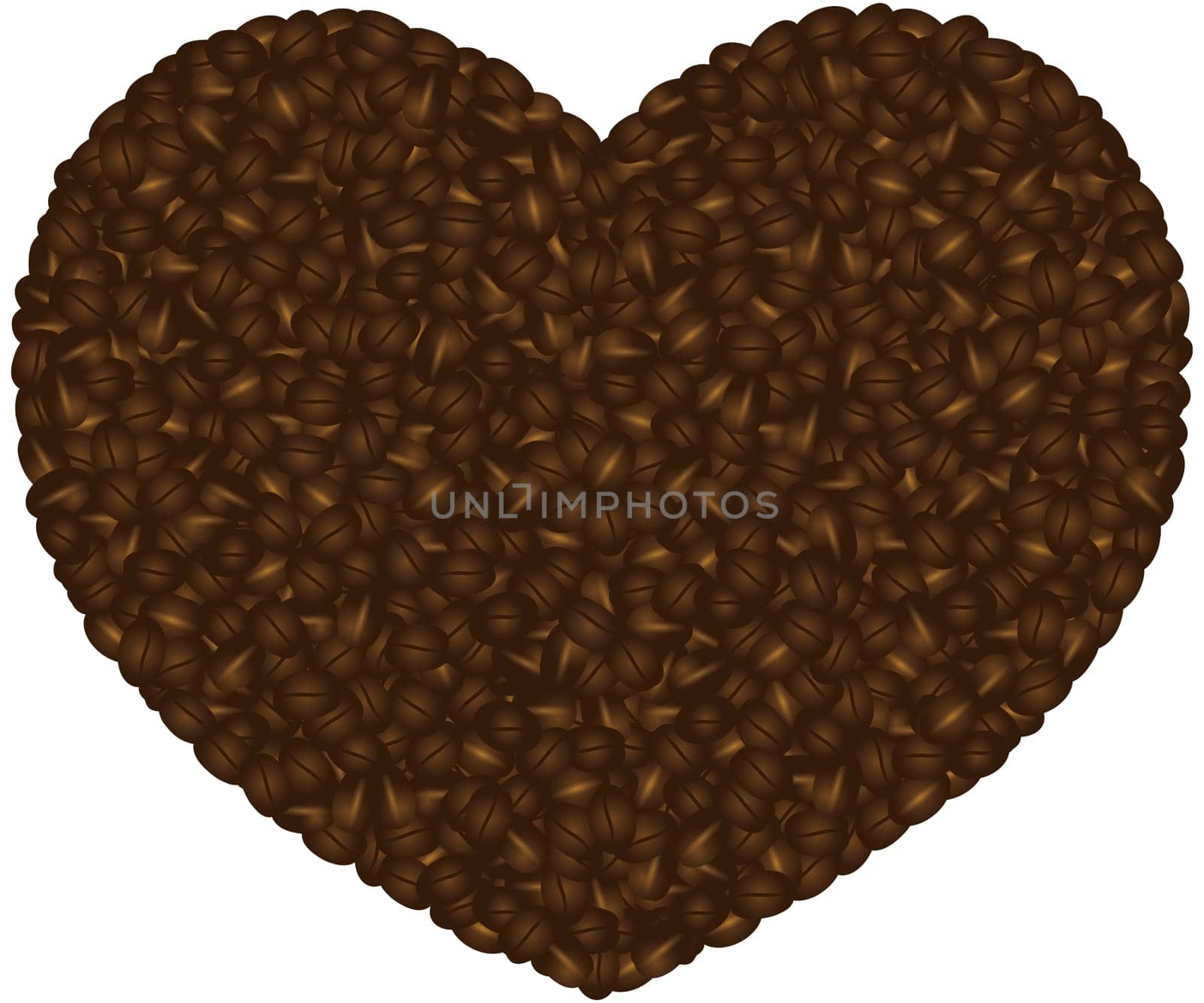 Coffee Beans Pattern in Heart Shape Silhouette Outline Background Illustration