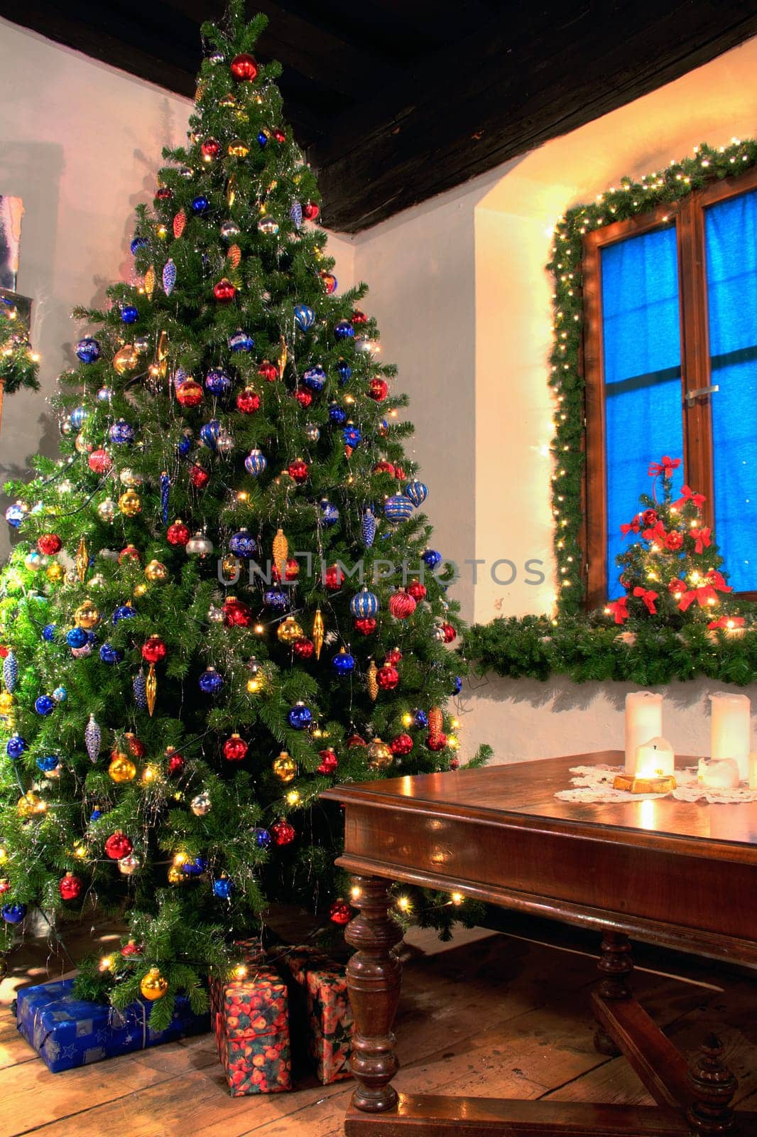 Christmas Tree in a rustical room