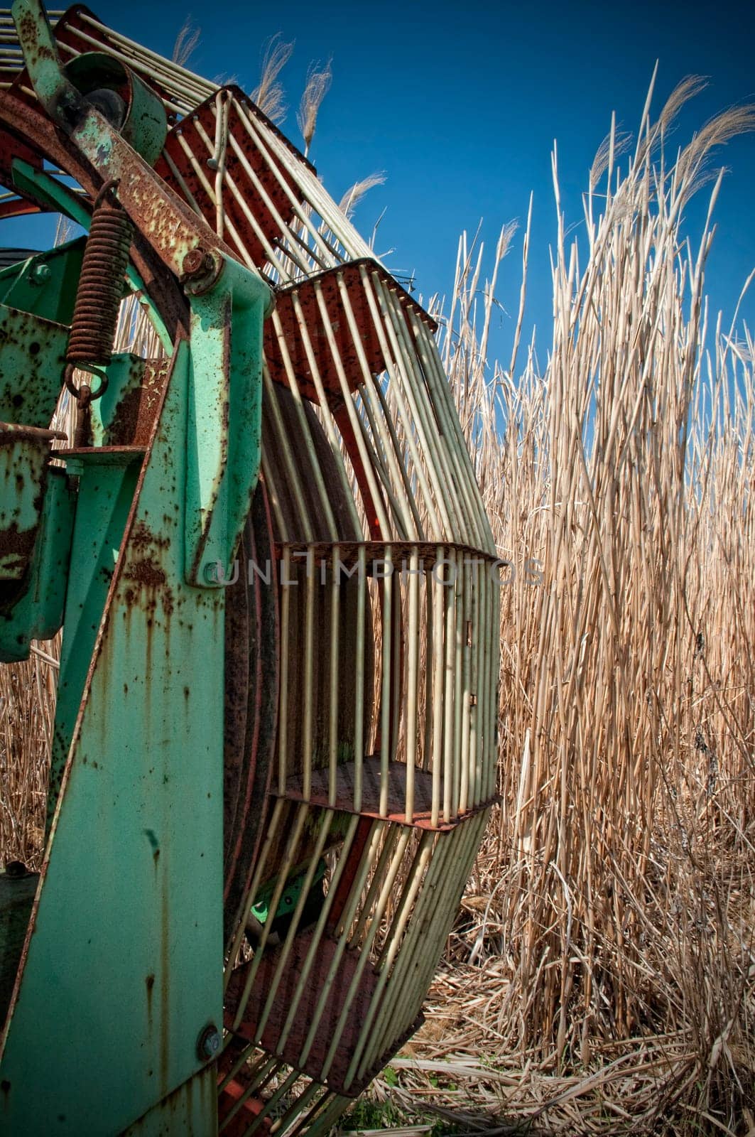 Close up of a rusty Harvester