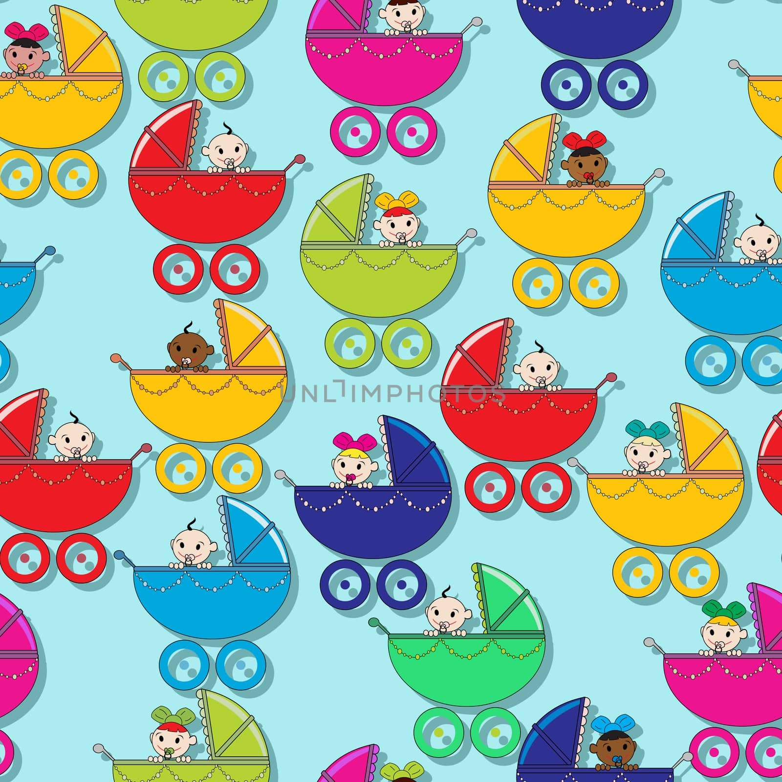 Seamless pattern with new born babies