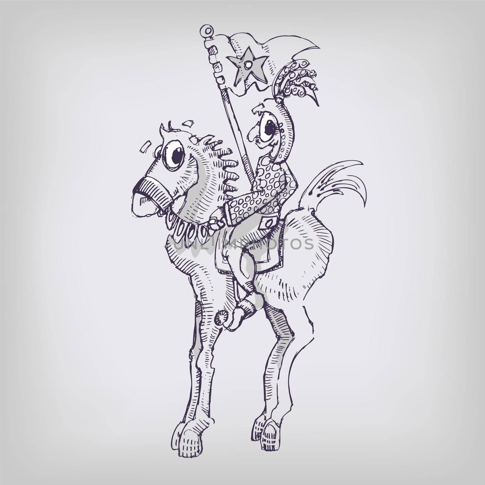 Drawing Rider,Horse and Middle Ages