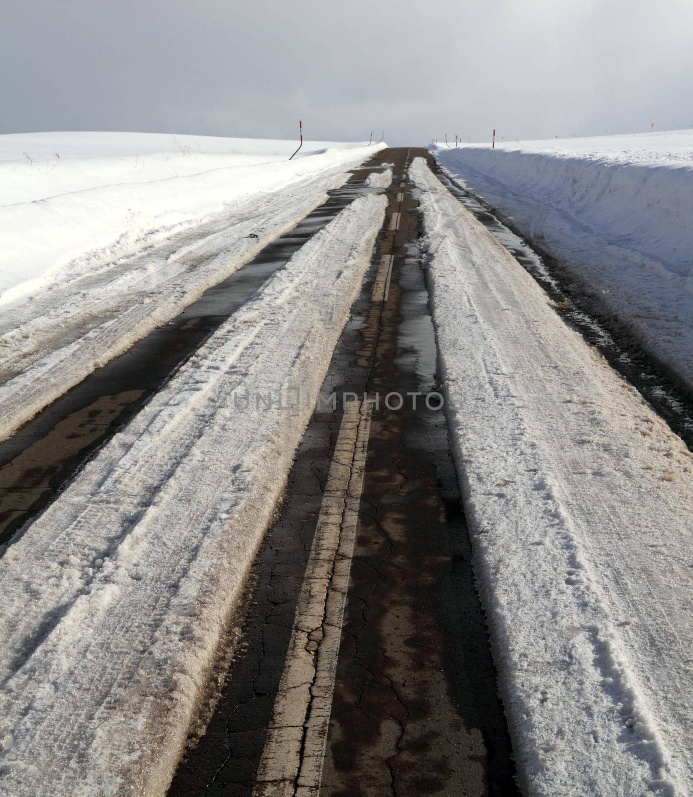 Snowy winter road