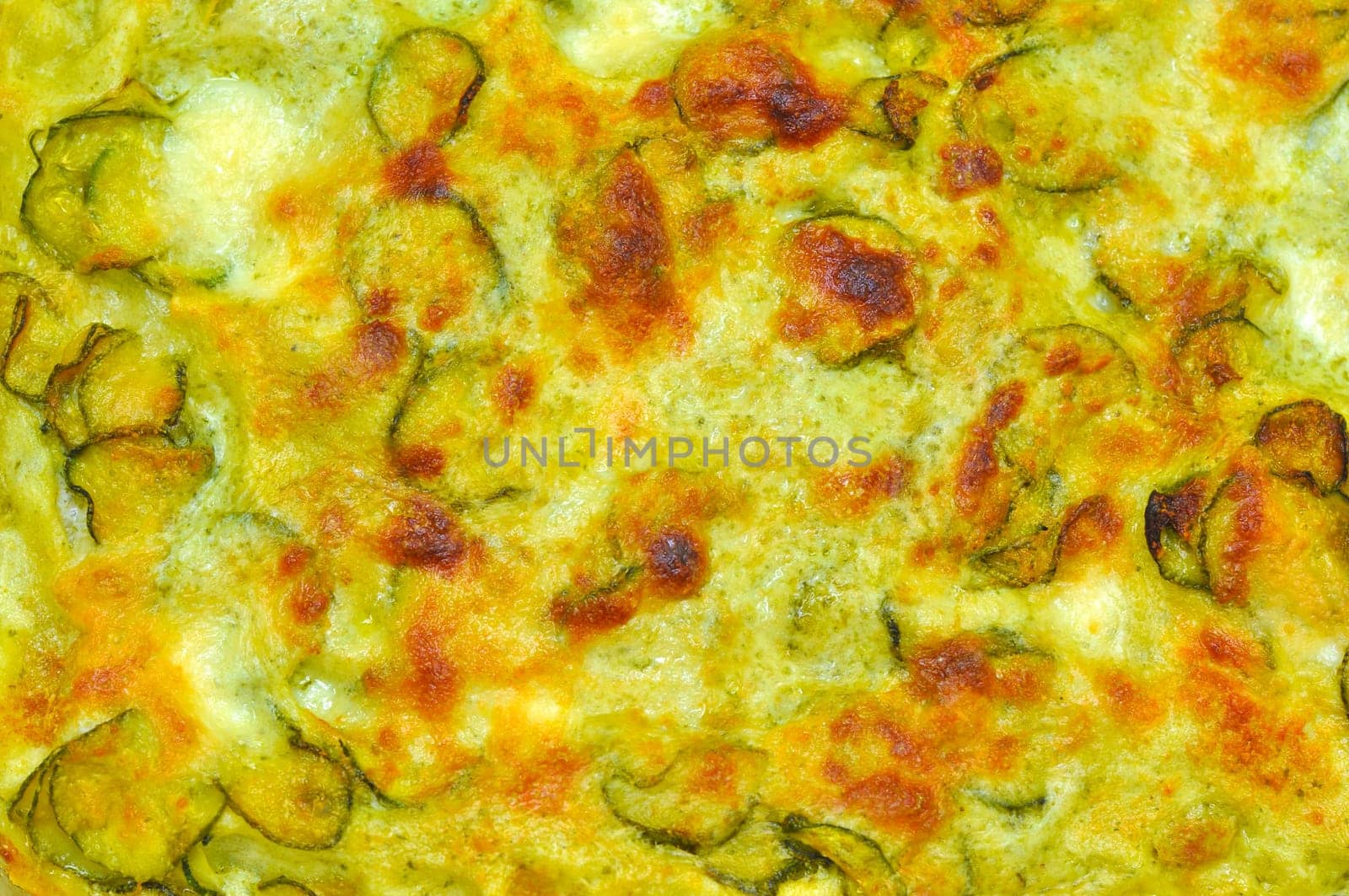 Detail of courgettes (zucchini) omelette vegetarian food