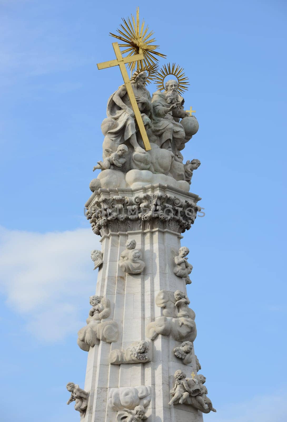 Holy trinity column detail in Budapest, Hungary.