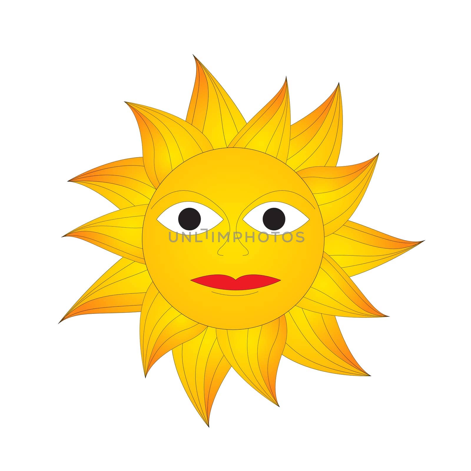 Decorative illustration of s stylized sun