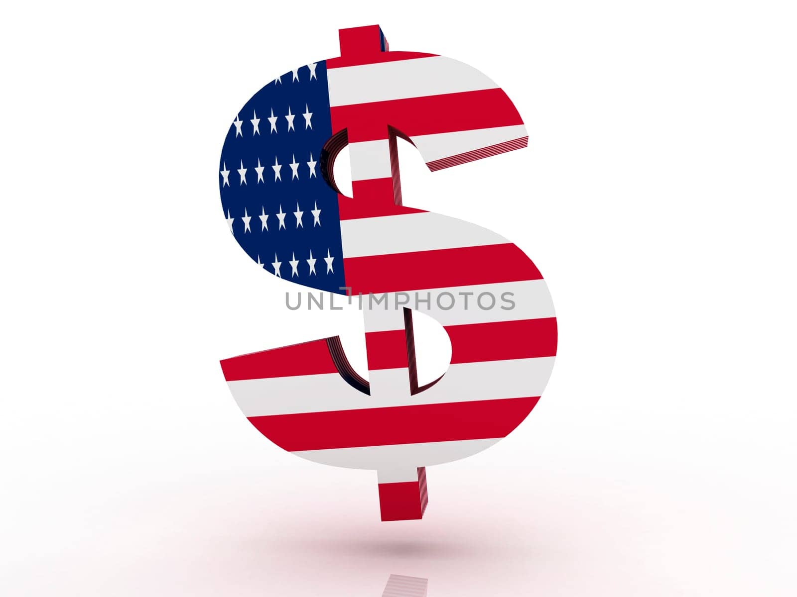 Three dimensional render of the American Dollar symbol
