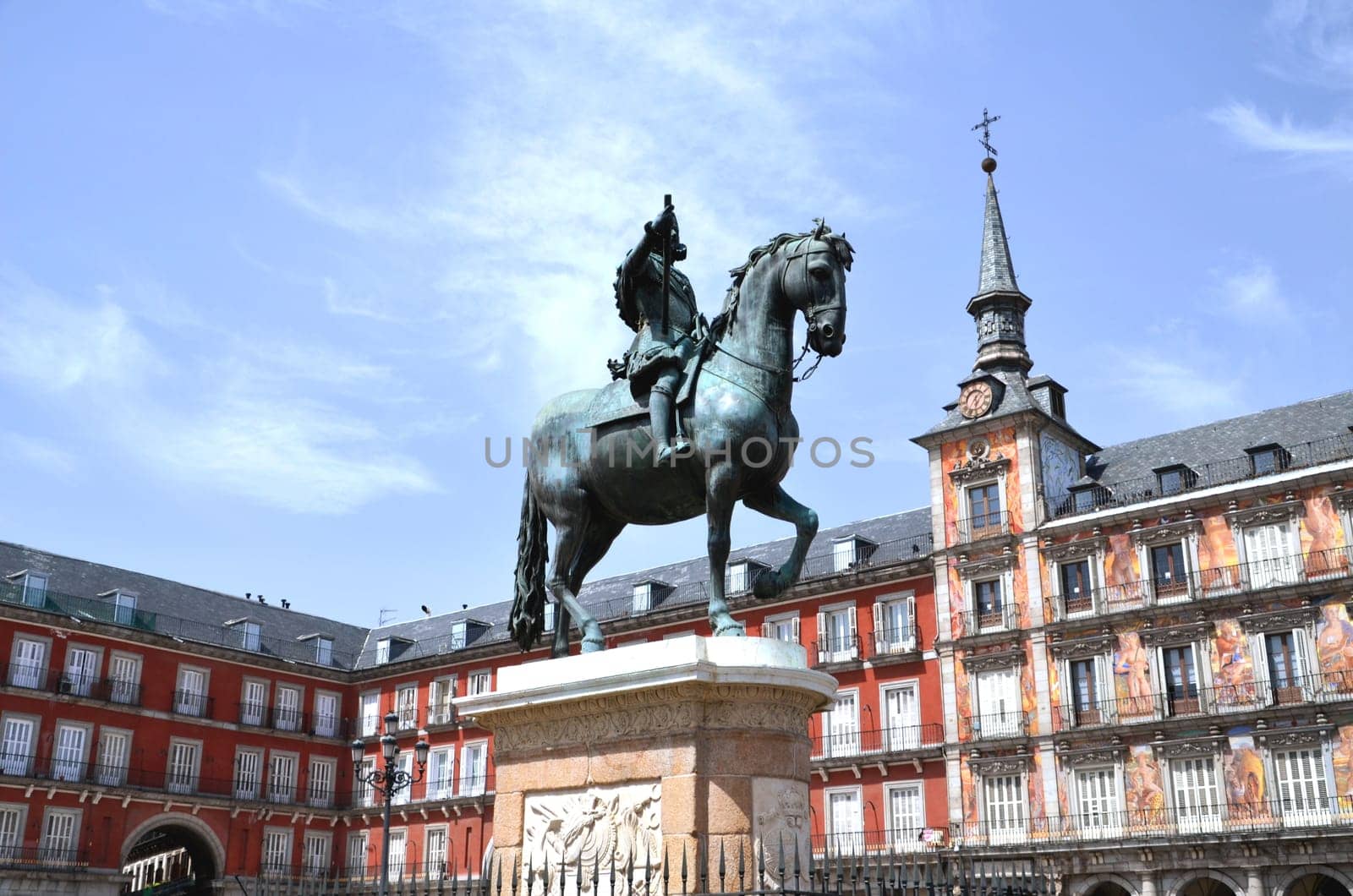 The monument of the King Philip III on Plaza Mayor in Madrid, Spain