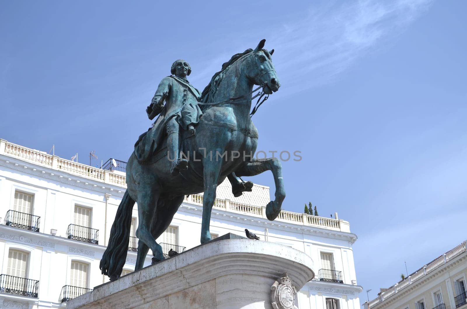 The monument of Charles III on Puerta del Sol in Madrid, Spain