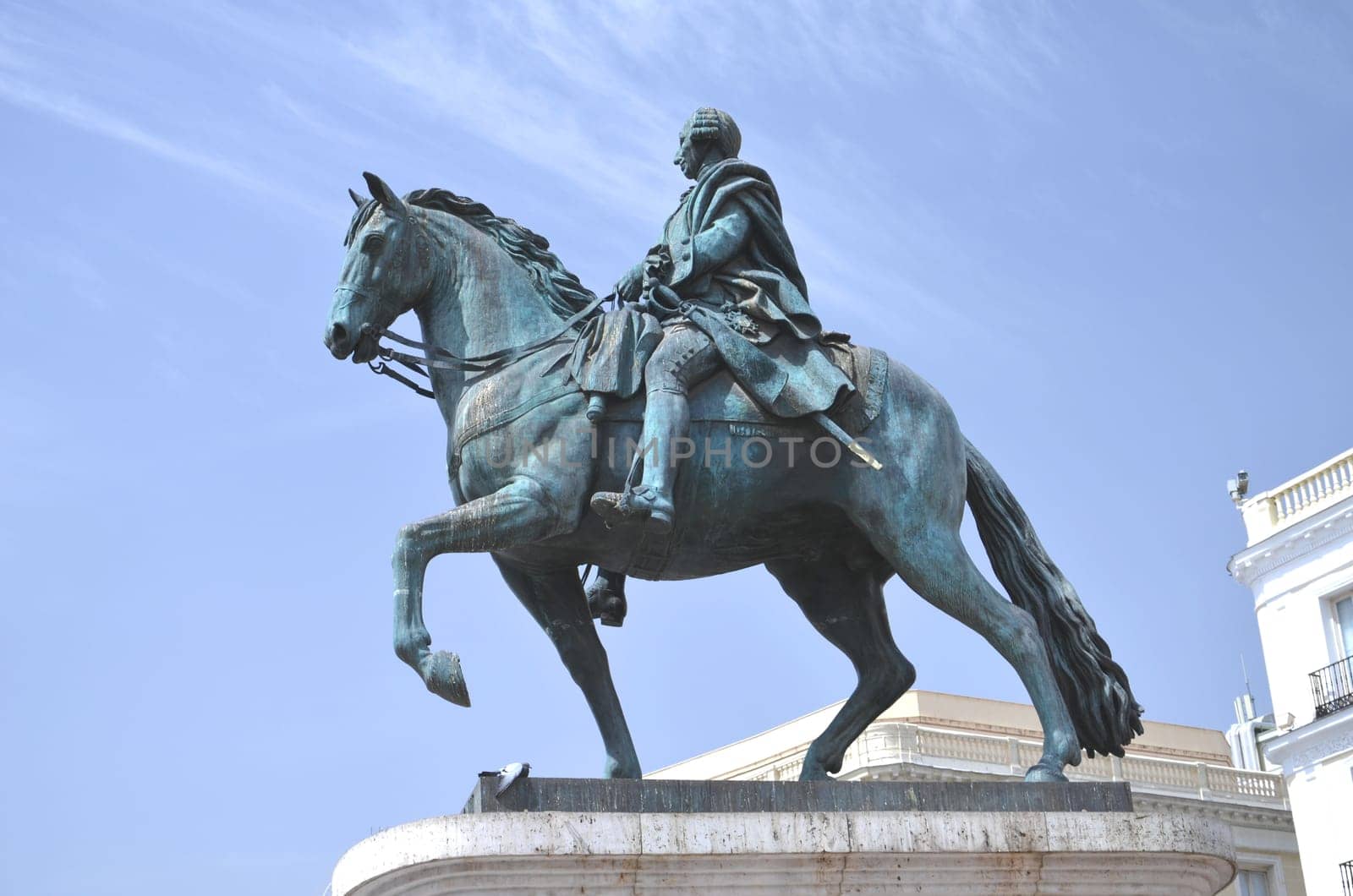 The monument of Charles III on Puerta del Sol in Madrid, Spain