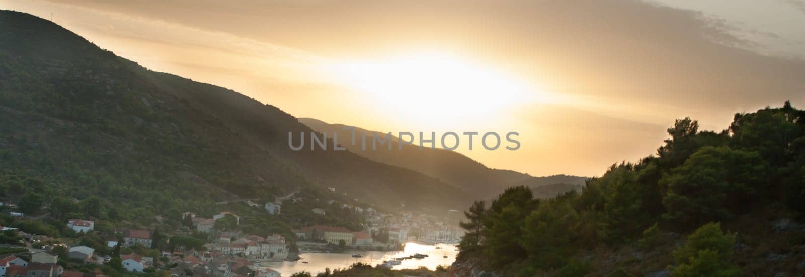 Sunset over a beach smalltown
