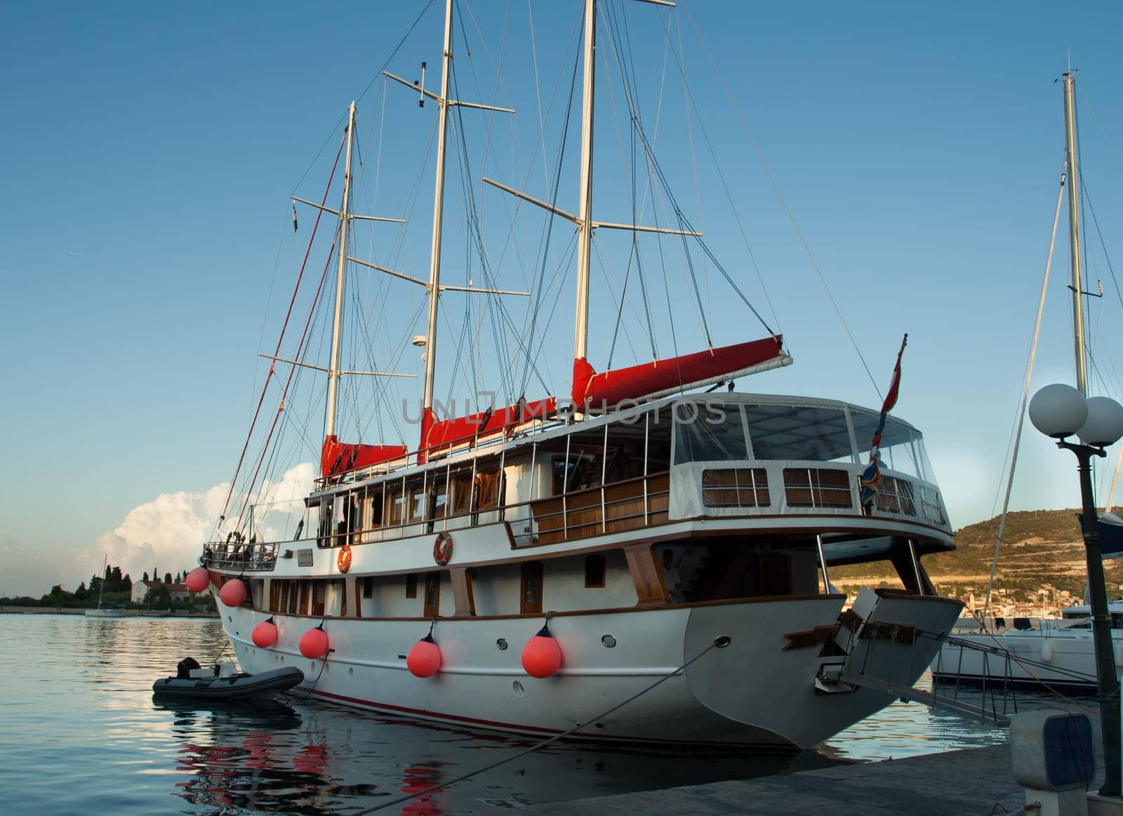 sailing yacht in the harbor