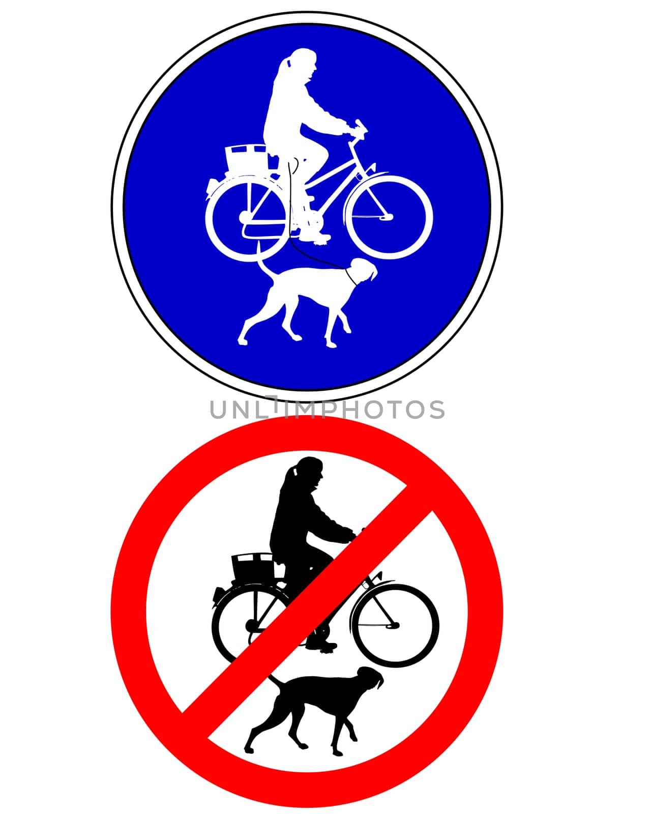 Traffic sign cycling with dog